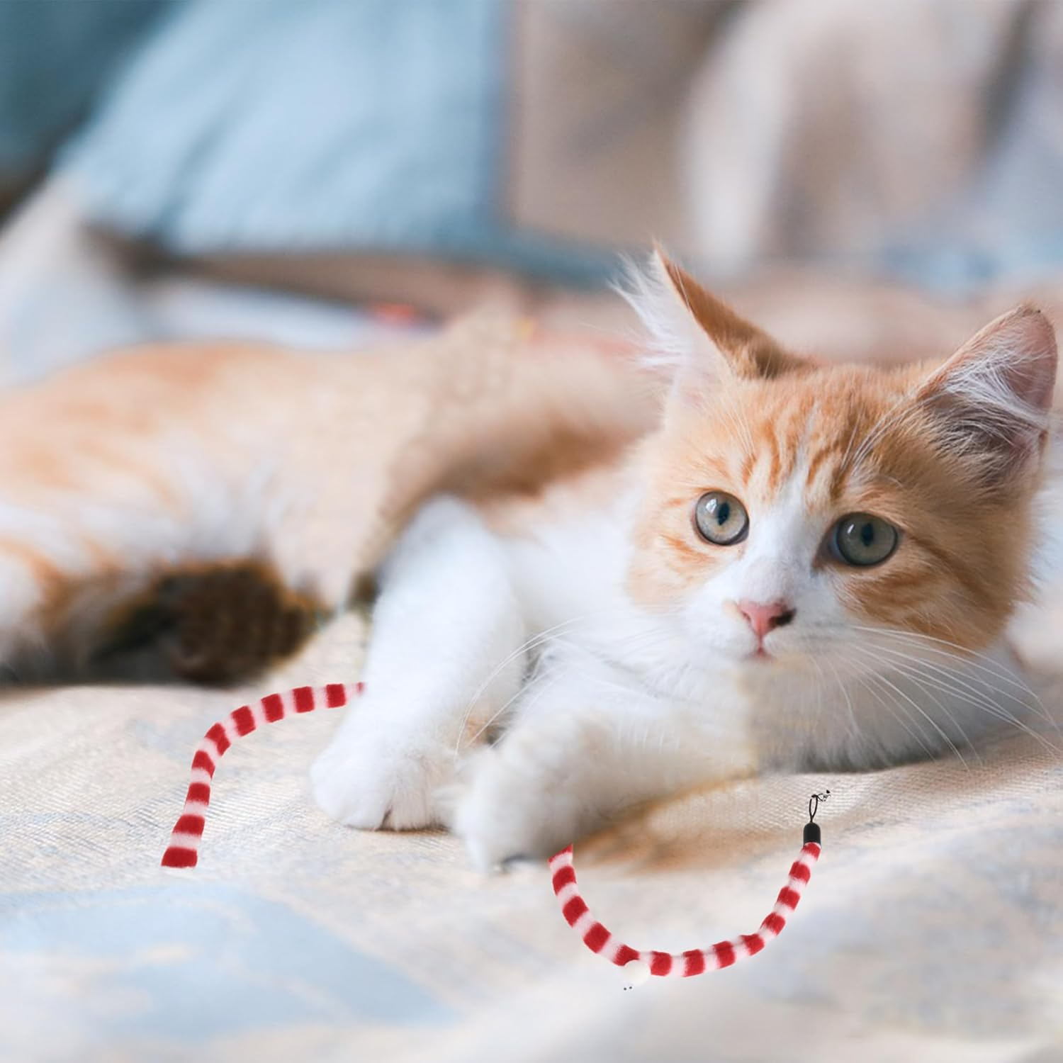 CAPASTEC Snake Shape Cat Wand Replacement for Pet Interactive, Red White image number 5