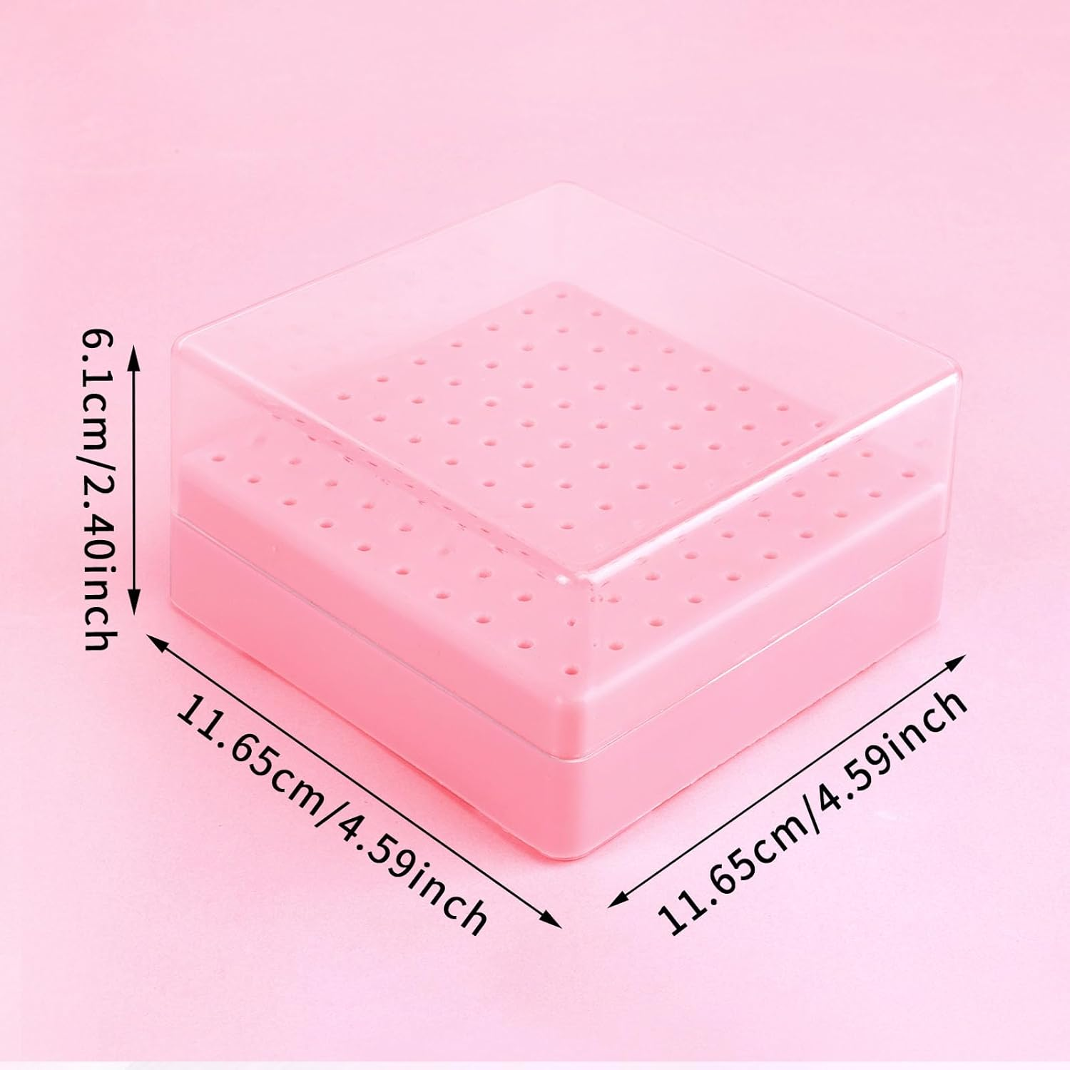 Heemeei Nail Drill Bits Holder & Nail Drill Bits Cleaning Brush, 100 Holes Nail Bit Holder, Dustproof Nail Art Drill Bits Display Storage Box, Nail Drill Bit Holder for Nail Tech (Pink) image number 3