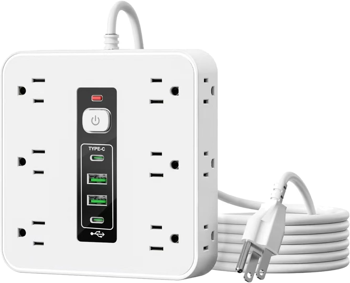 16-In-1 Power Strip with Switch & Surge Protection, ETL Listed Fireproof Power Strip,16 in 1 Power Strip Surge Protector with 12 Ac Outlets,2 USB-A Ports, 2 Type-C Port, for Home (Black*2)