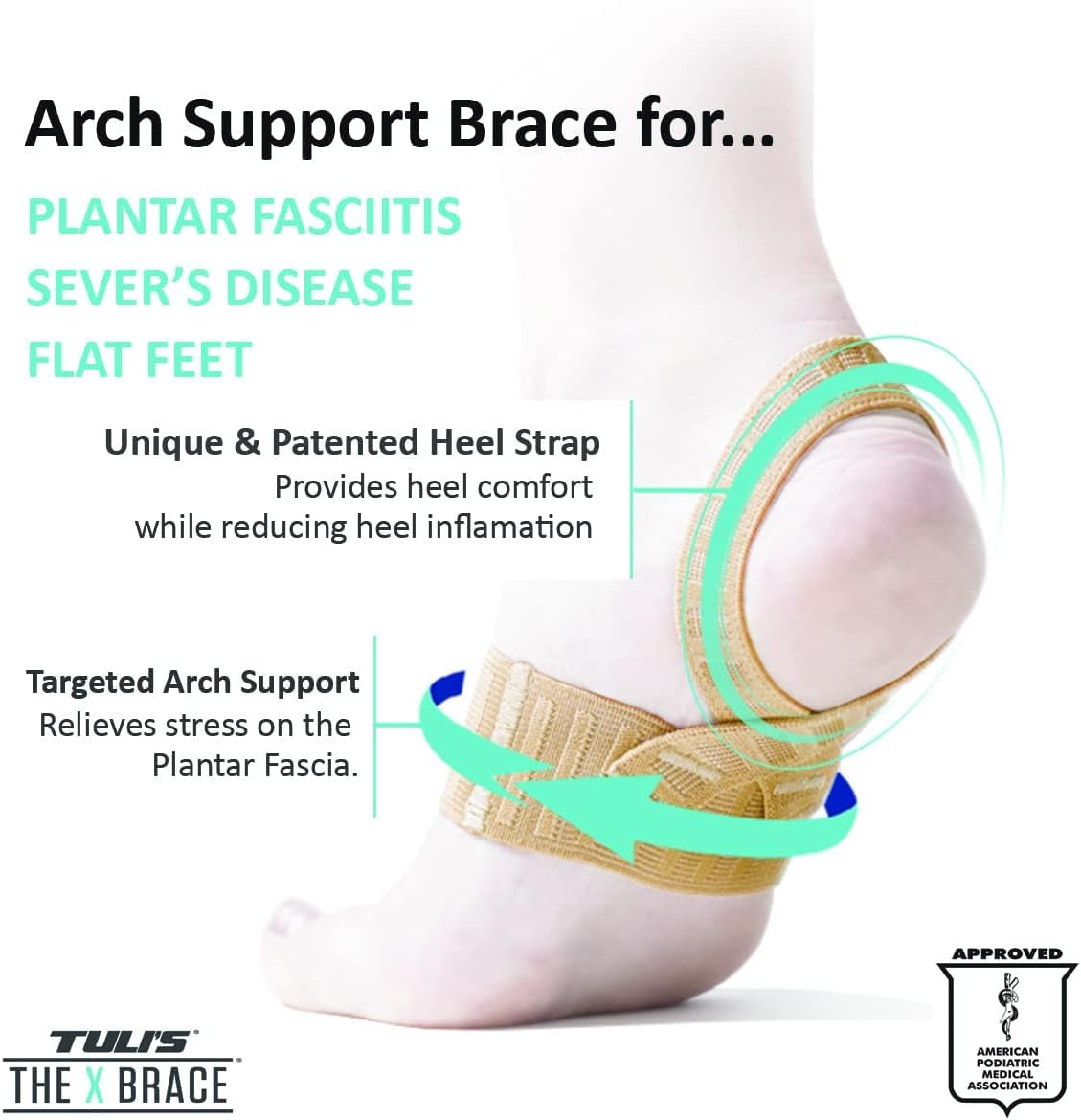 X Brace (Pair) &ndash; Arch Support Brace and Compression for Sever&rsquo;S Disease, Plantar Fasciitis, Flat Feet, Fallen Arches, Over-Pronation and Heel Pain, Logo Free (S) image number 6