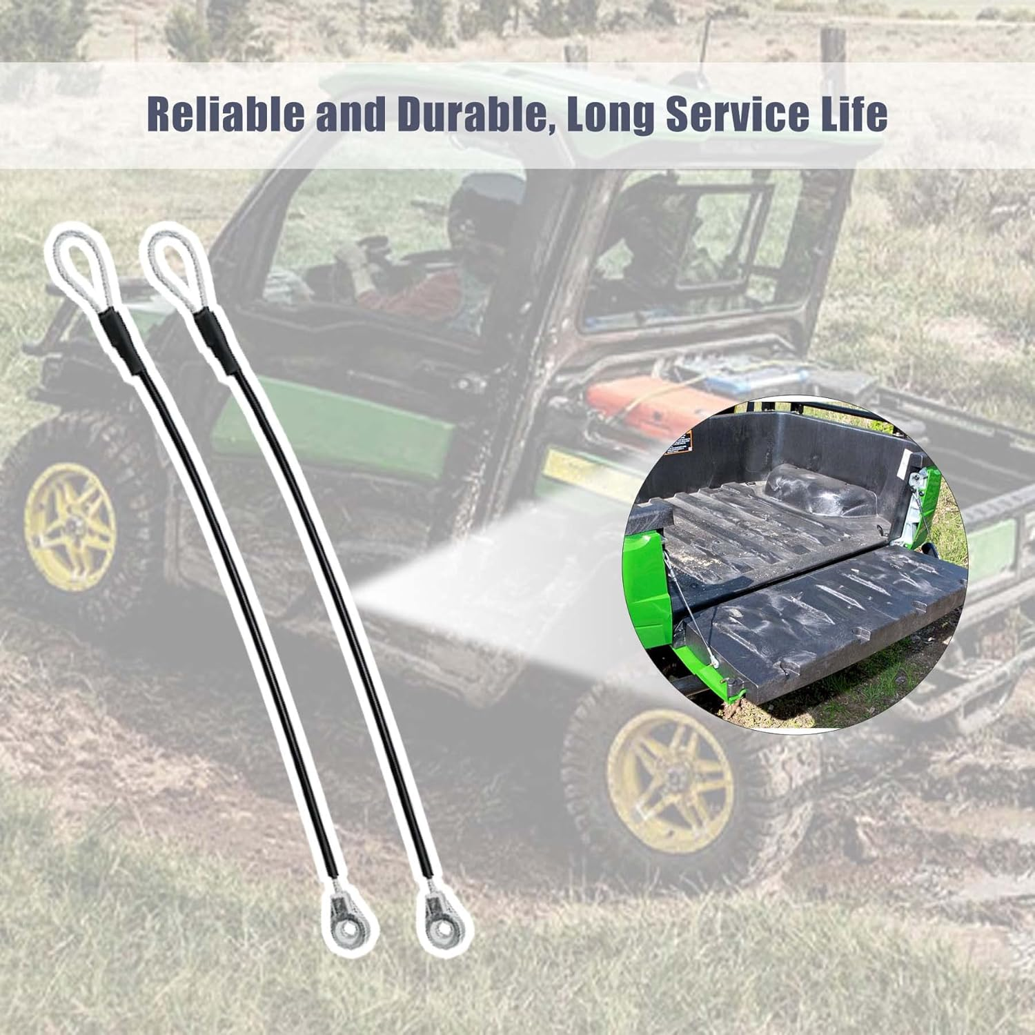 M159508 2Pcs Tailgate Equipment Cable Fit for John Deere Gators M TE TH TX XUV TH TX HPX615E HPX815E XUV825E/M XUV835E/M/R XUV855E XUV865E/M/R Tailgate Cables image number 1