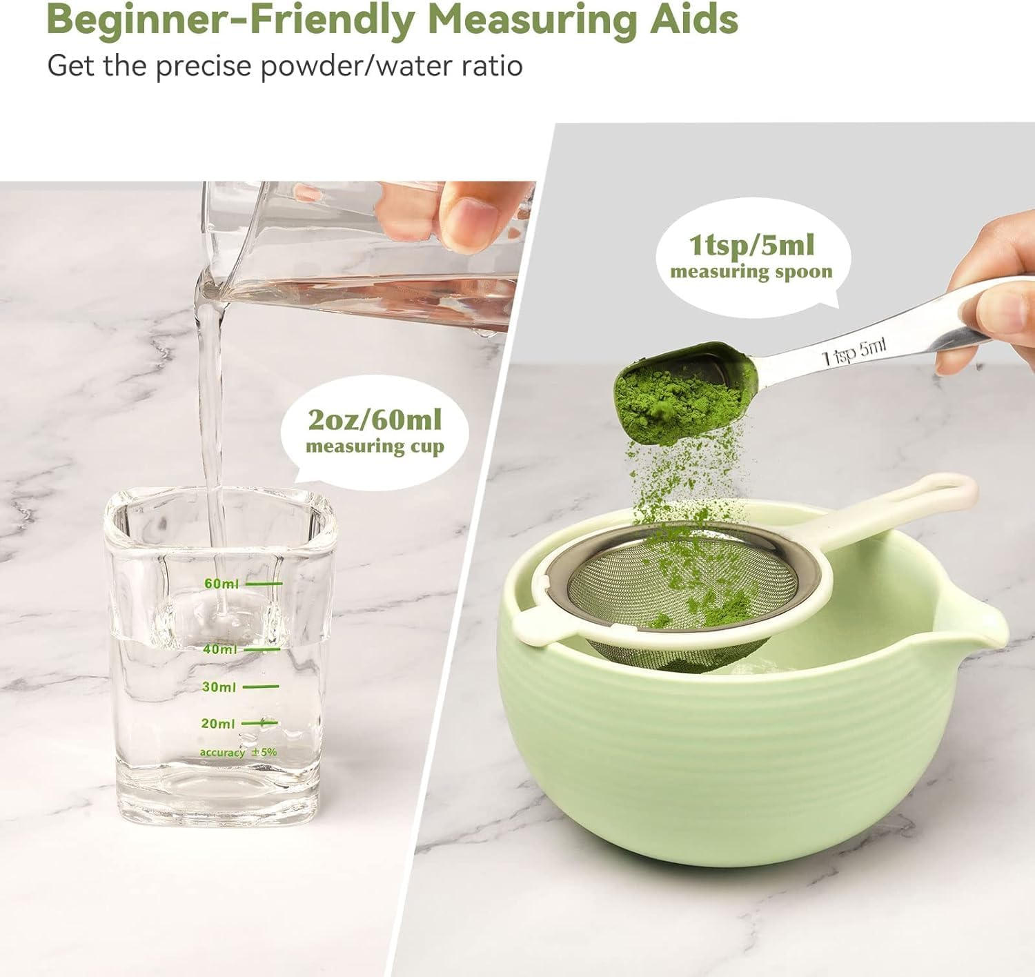 10-Pcs Matcha Kit Set, Whisk and Bowl with Spout & Measuring Spoon, Japanese Tea Making Tools