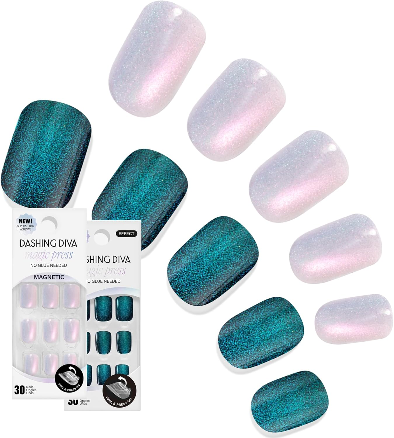 Dashing Diva Magic Press Premium Nail Bundle - Kept Simple Collection - Press on Nails - French Glaze Almond & Rosewater Glaze Almond - Long Lasting Gel - Lasts up to 7 Days - 2 Sets