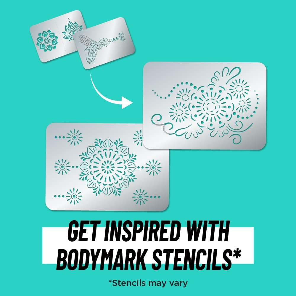 Bodymark BIC Temporary Tattoo Marker with Fine Tip, Mandala, Assorted Colors, Pack of 3 Markers + 3 Stencils image number 3