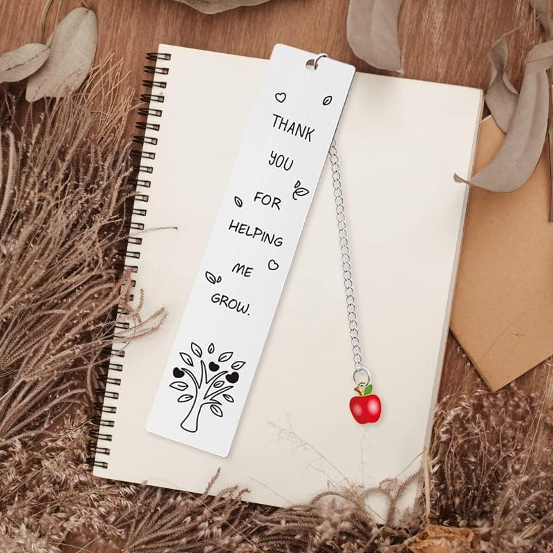 Teacher Appreciation Bookmark Gifts for Women Men Thank You Teacher Gifts from Student Birthday Christmas Gift for Teachers Thank You for Helping Me Grow Bookmarks image number 4