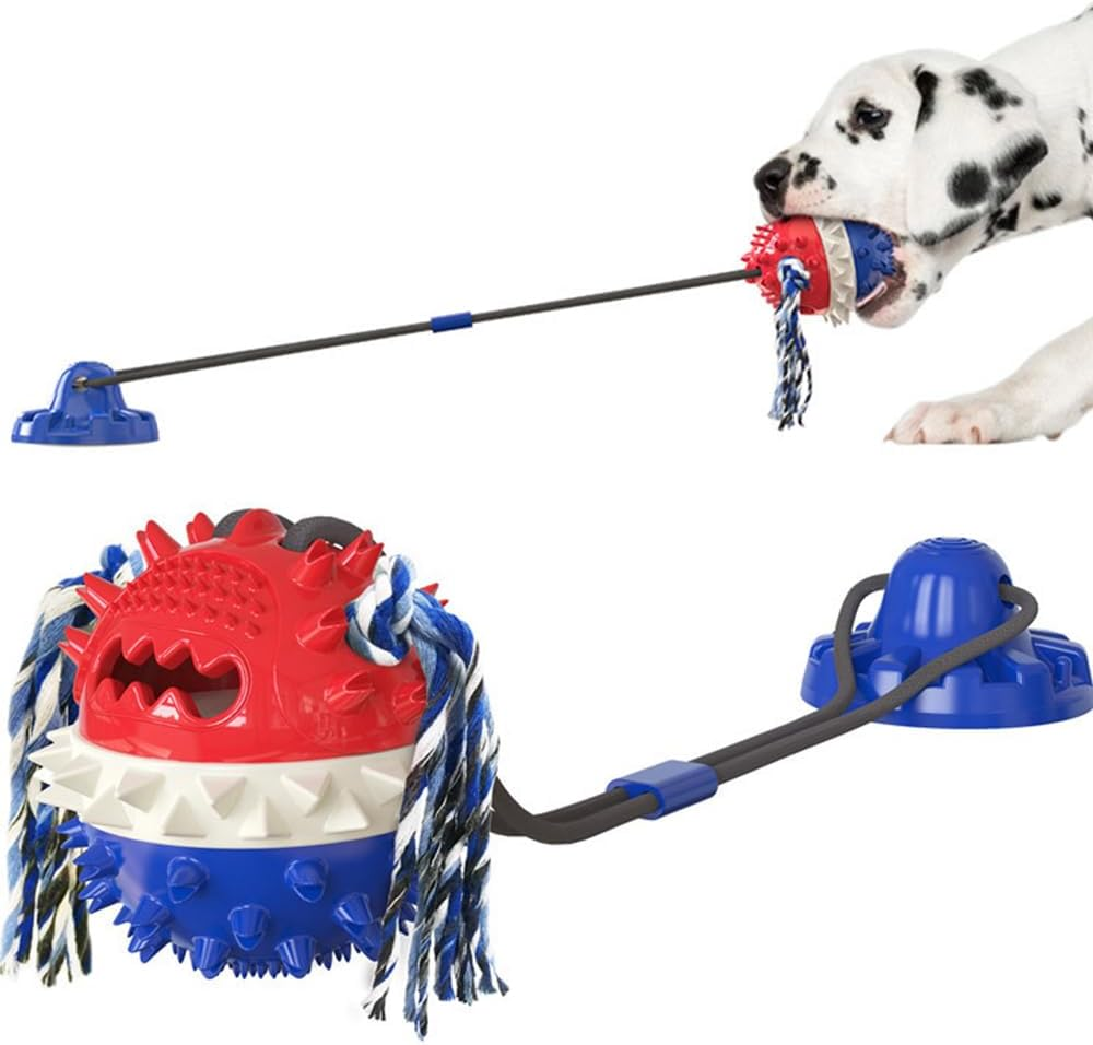 Tug and Pull Dog Toy with Suction Cup, Dog Puzzle Toys, Portable Interactive Dog Toys, Dog Chew Toys for Aggressive Chewers (Blue image number 6