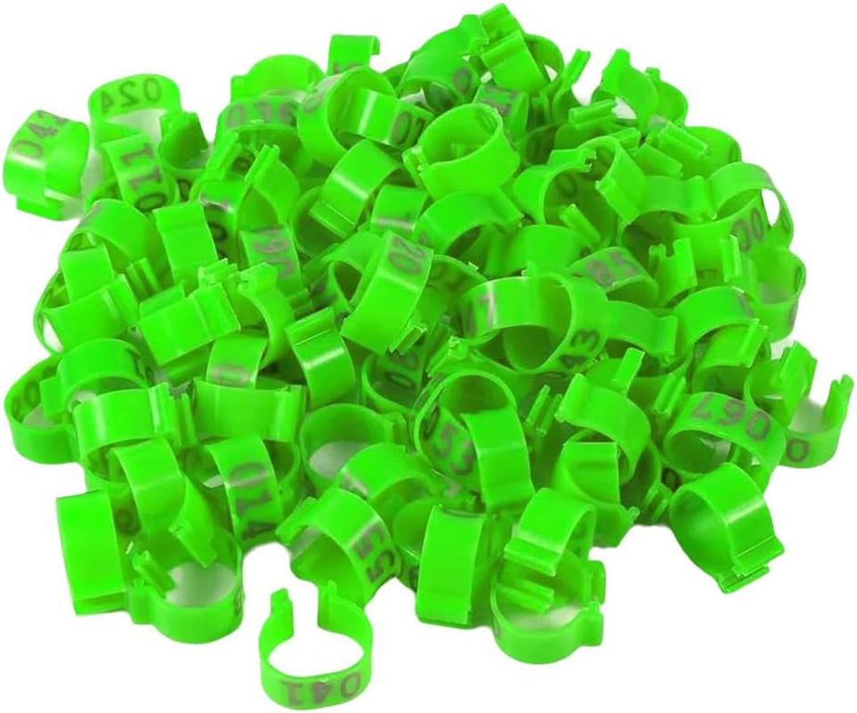AIMALL 100 PCS Pigeon Bayonet Digital Foot Ring, 10Mm Pigeon Leg Band for Breeding and Racing, Durable Plastic Material, Easy to Use