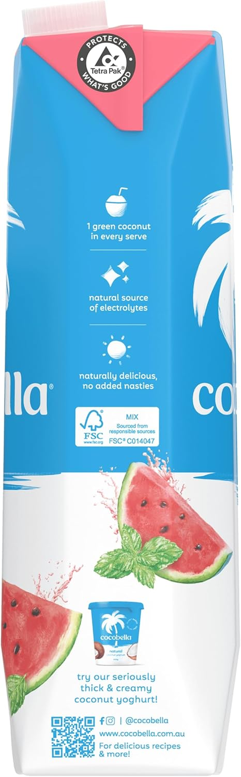 Cocobella Coconut Water & Watermelon Mint 6 X 1L image number 3