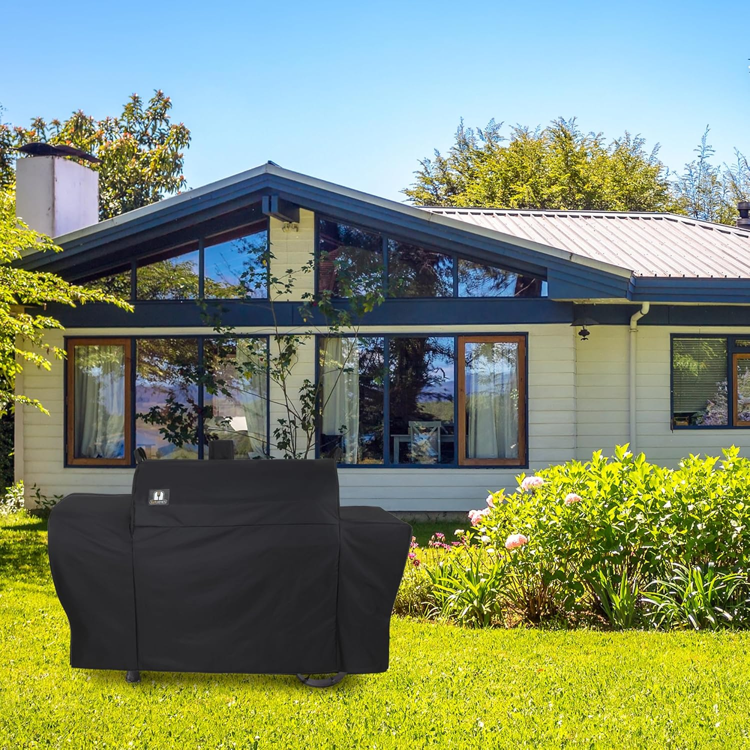 SUPJOYES Grill Cover for Oklahoma Joe'S Longhorn Combo Grill, Heavy Duty Waterproof, Fits 75" W X31 D X41.5 H, Gray or Black, Polyester, Hook and Loop Closure