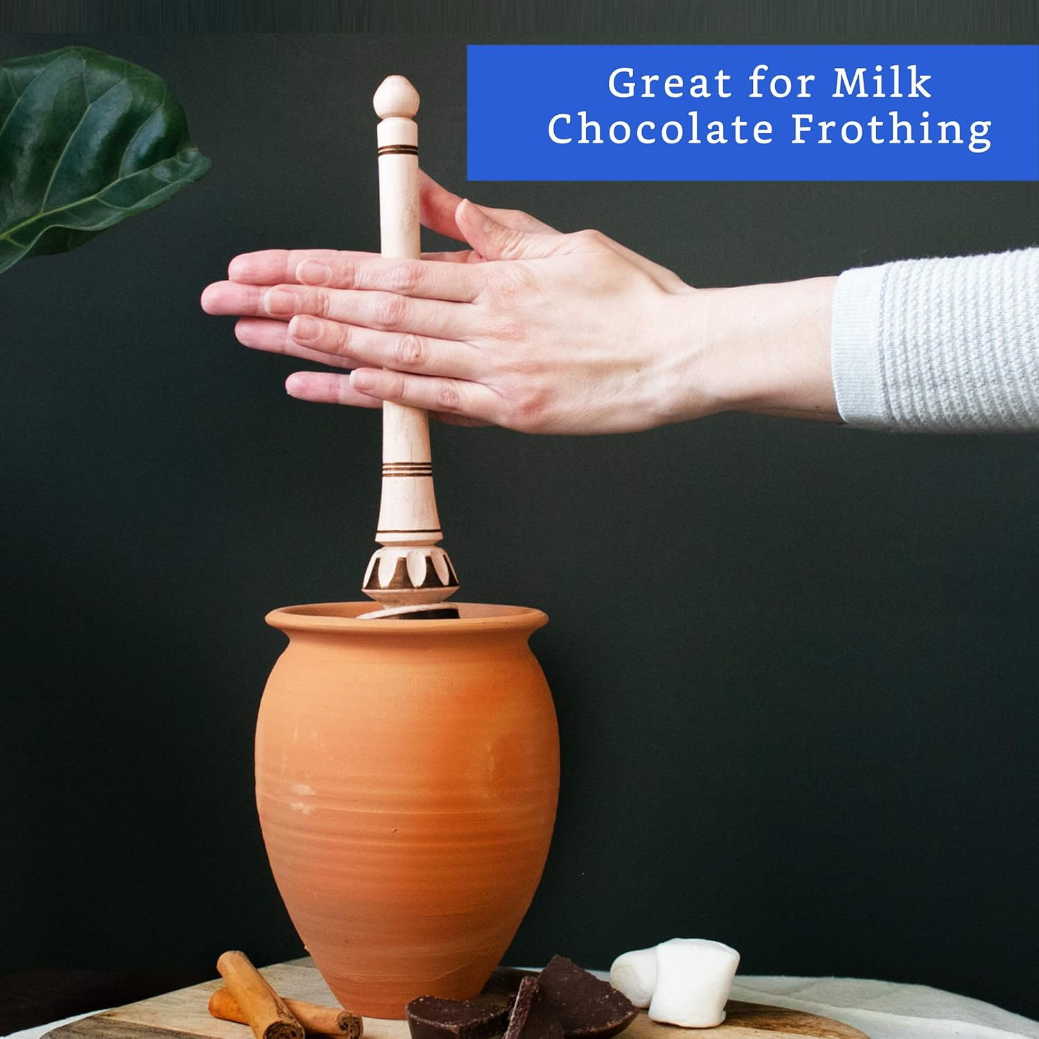 Authentic Artisanal Molinillo Hot Chocolate Frother (Large) - Handmade Wooden Whisk for Mexican Hot Chocolate - Molinillo Para Chocolate - Wooden Wisk - Traditional Mexican Cookware image number 3