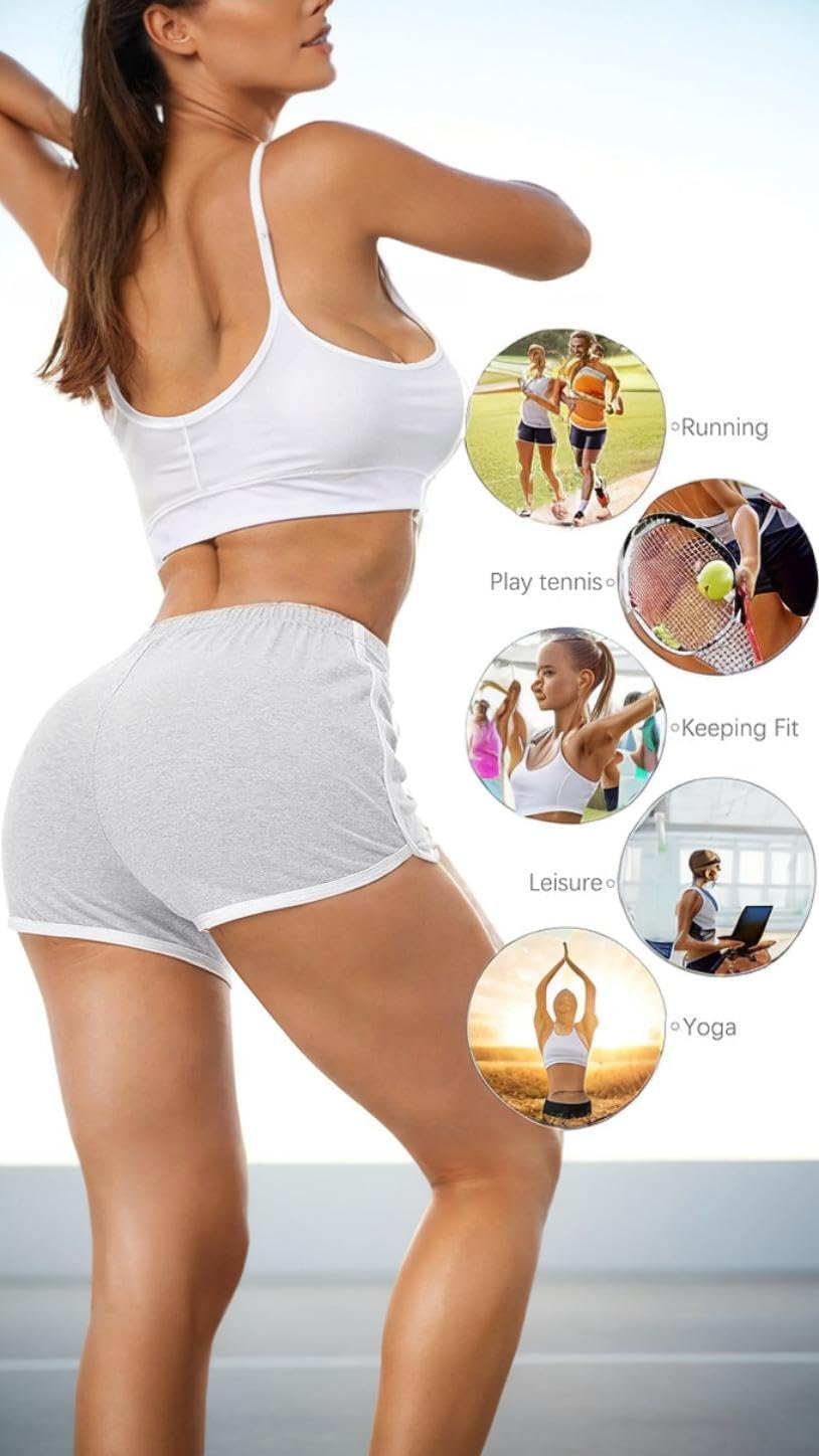 Women'S Cotton Gym Yoga Shorts - 2-Pack, Summer Running, Active Dance, Elastic Waistband, Size M - Comfort & Style image number 3