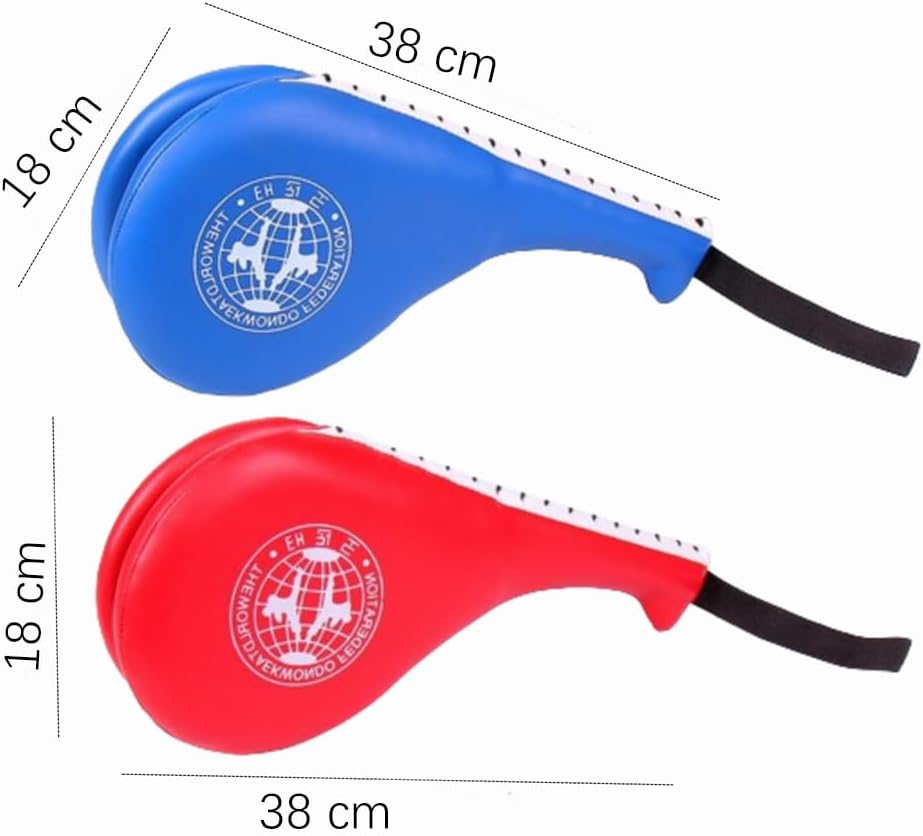 2 Pack Taekwondo Kick Pads, Durable Striking Pad, Target TKD Kicking Pad Practice Double Face Kick, Martial Arts Strike Targets for Kickboxing and Karate Training (Red+Blue) image number 2