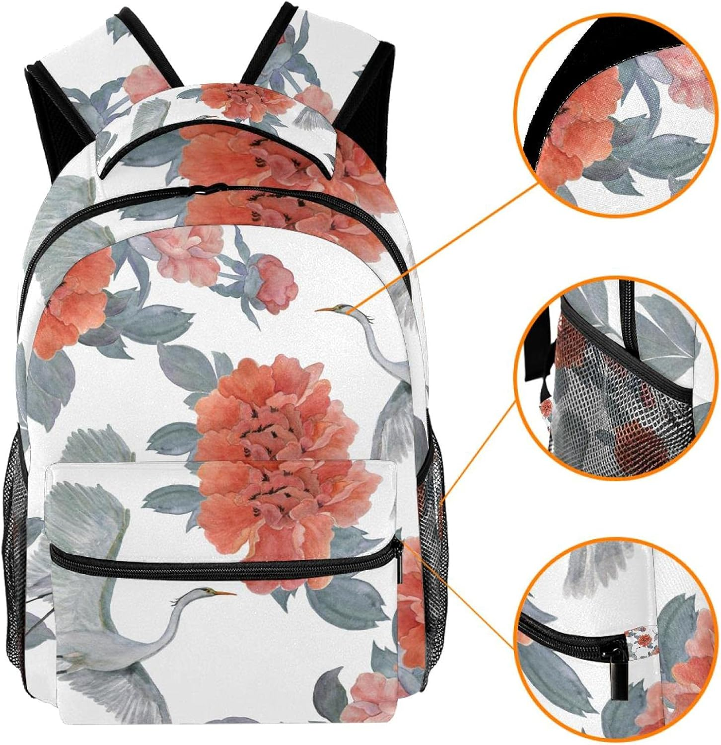 Chinese Peones and Flying Garza Backpack Students Shoulder Bags Travel Bag College School Tote Backpacks image number 4