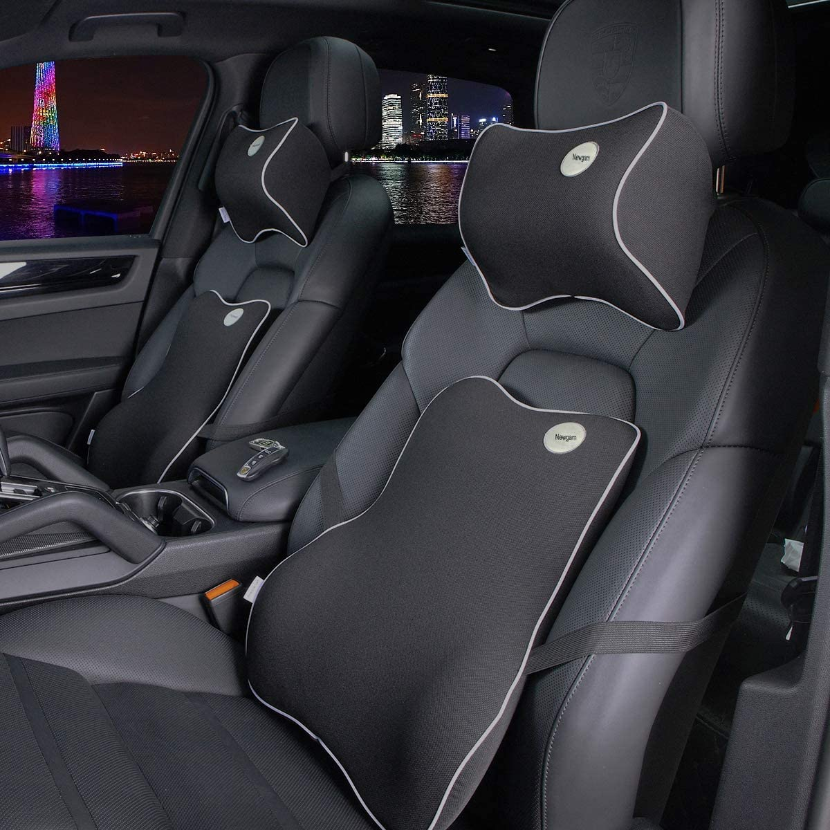 Newgam Car Pillow - Car Neck Pillow for Neck Pain Relief and Cervical Support,Car Seat Neck Pillow with 100% Pure Memory Foam and Washable Cover,Car Headrest Pillow Black image number 3