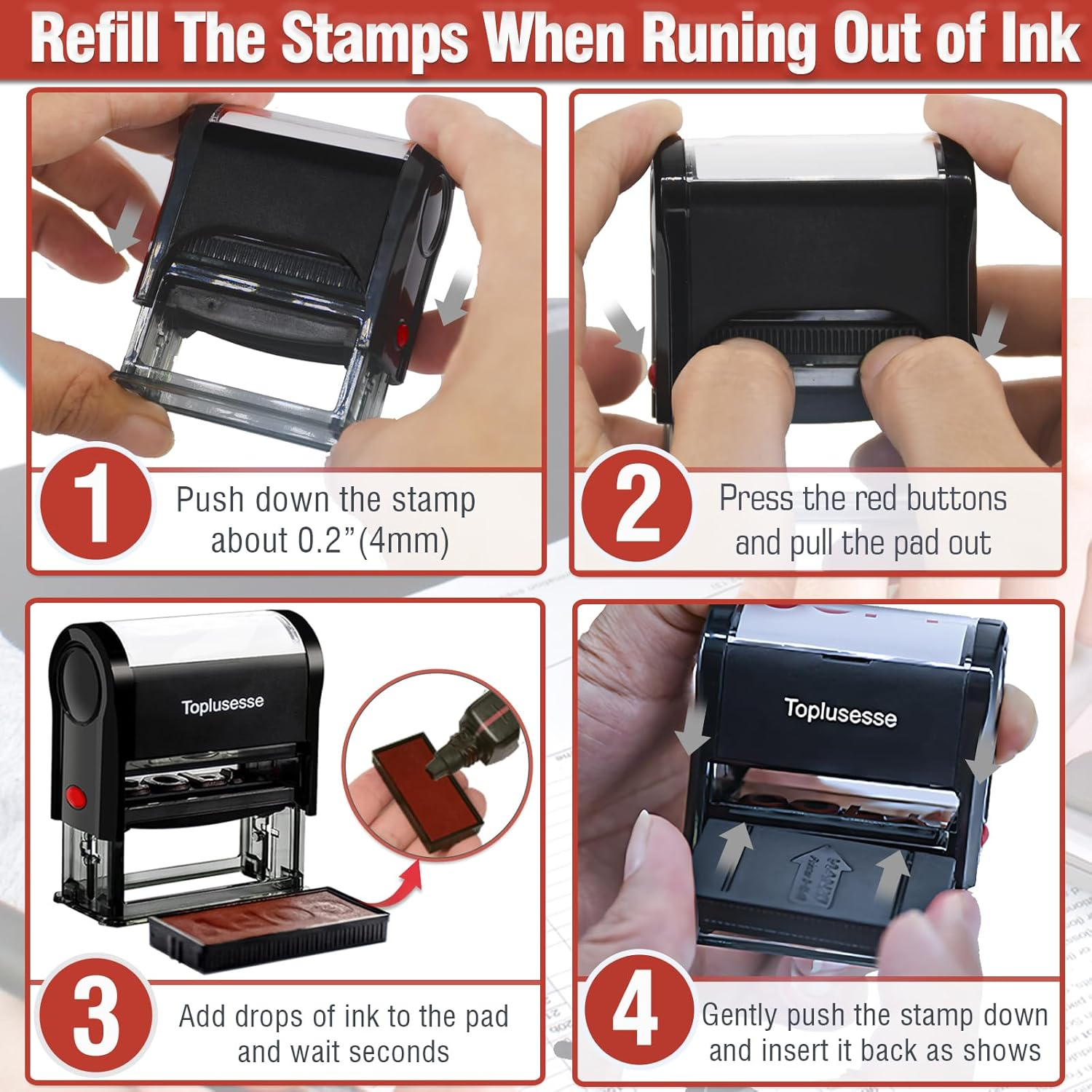 Toplusesse Return to Sender Stamp Self Inking Office Rubber Personalized Self Inking Junk Mail Refused Return to Sender Stamp Business Office Supplies-Multi Color Options image number 1