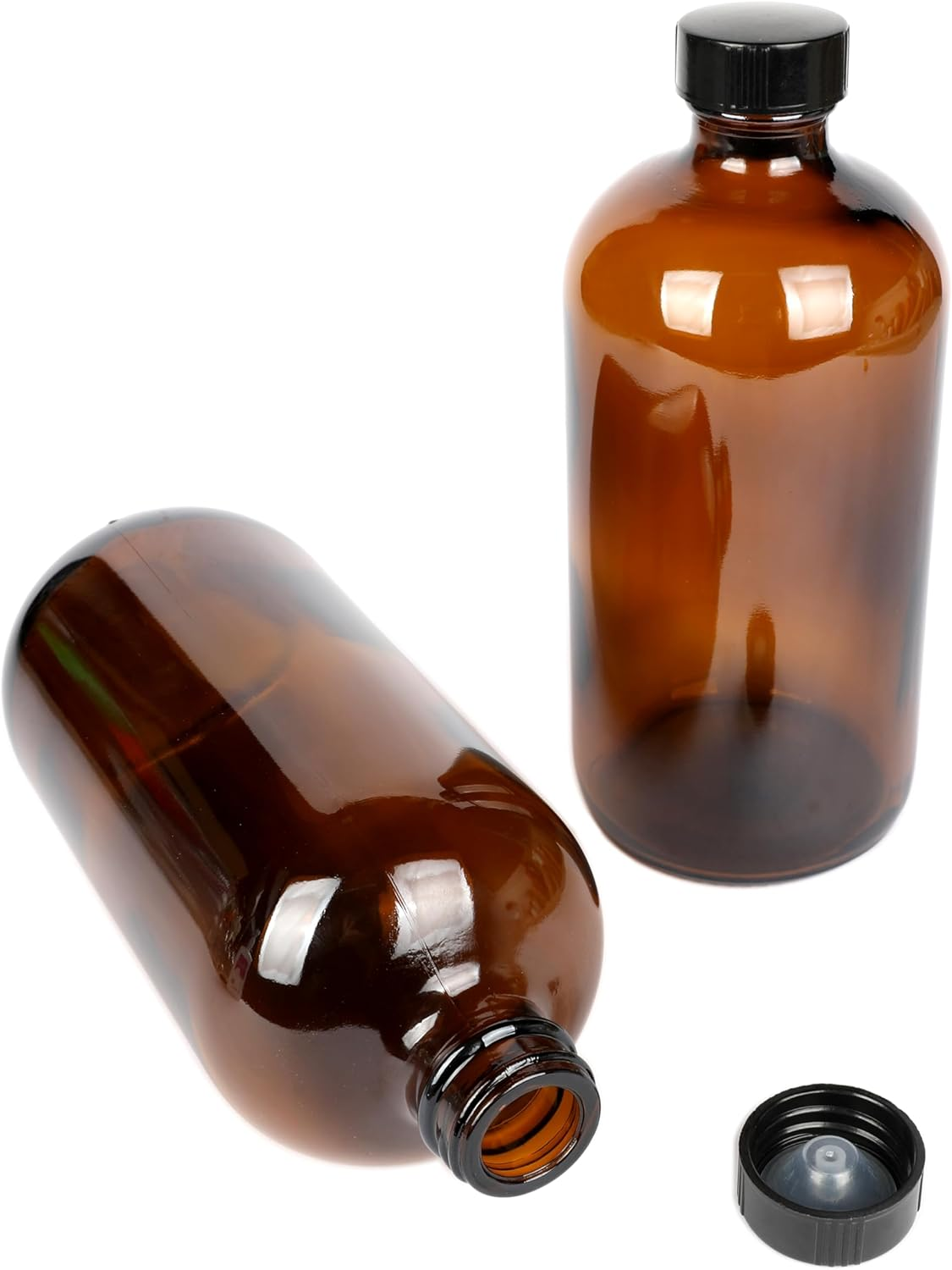 Magic Season Boston round Glass Bottles (Amber / 480 Ml with Caps / 2 Pcs) image number 5