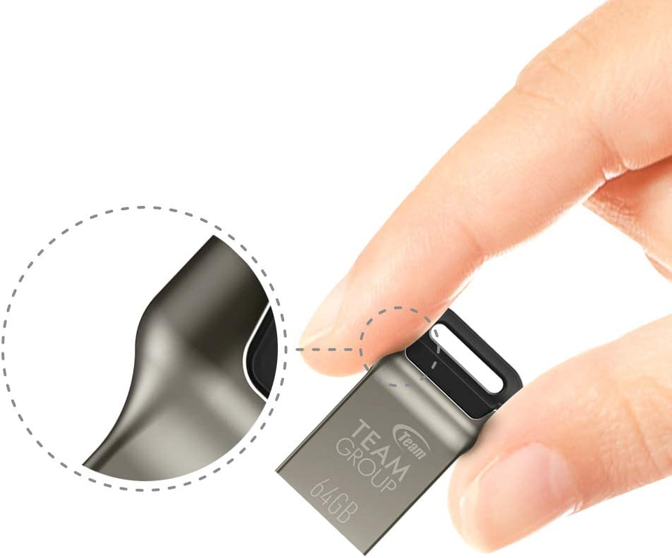 TEAMGROUP C162 256GB USB 3.2 Gen 1 USB 3.1/3.0 Mini Fits Metal Read 140Mb/S Flash Thumb Drive External Data Storage Memory Stick Compatible with Computer/Laptop Black TC1623256GB01