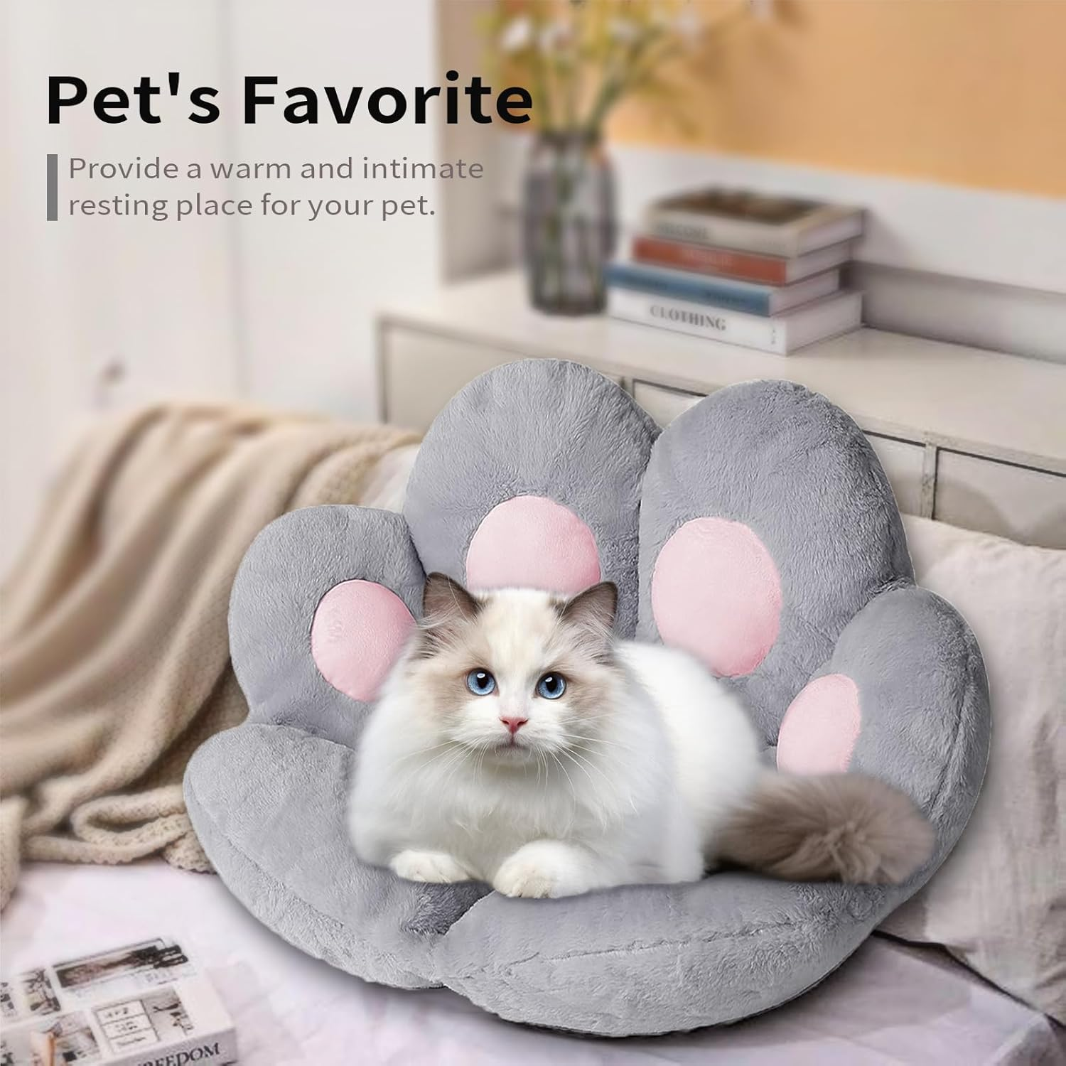 Ditucu Cat Paw Cushion Kawaii Chair Cushions 27.5 X 23.6 Inch Cute Stuff Seat Pad Comfy Lazy Sofa Office Floor Pillow for Gaming Chairs Room Decor Grey image number 1
