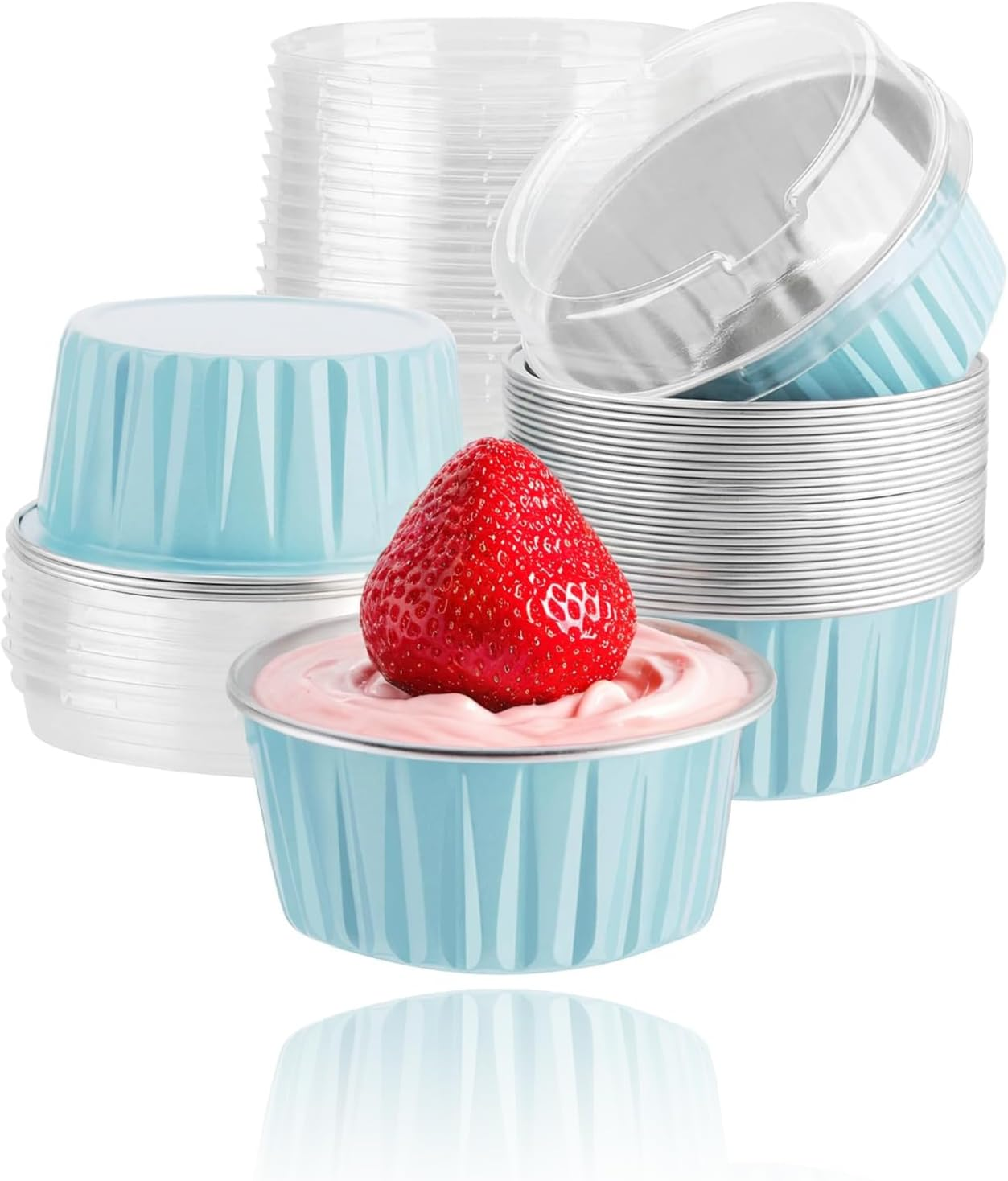30-Pack Aluminum Pans with Lids - 5Oz Foil Baking Cups for Muffins, Cupcakes, Pies & More - for Baking Enthusiasts & Party Prep image number 3