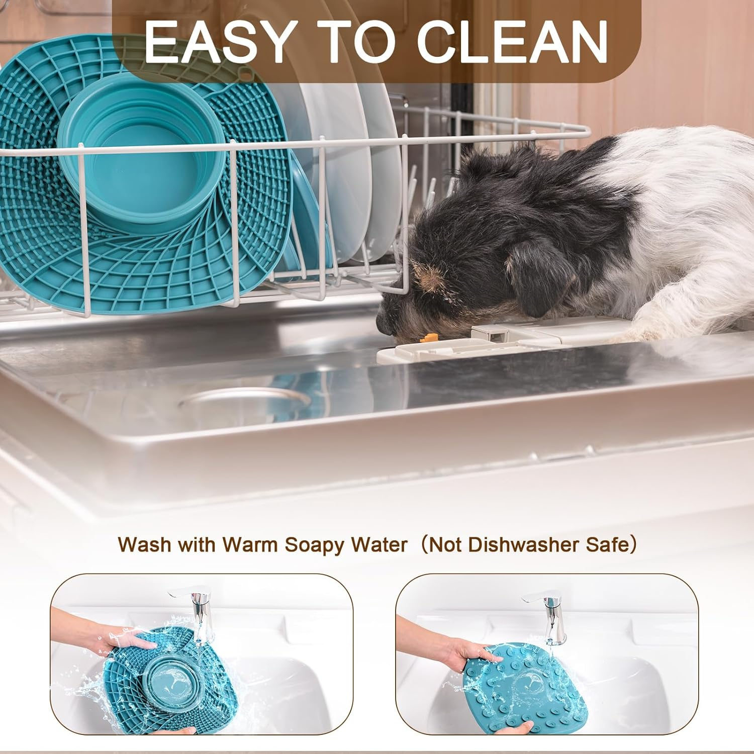 Aiqinu Dog Lick Mat with Water Bowl, Lick Mat Dog with Suction Cup for Relief of Dog Anxiety, Feeding Mat for Butter, Joghur, for Dog Bathing, Training, Grooming & Claw Care image number 3