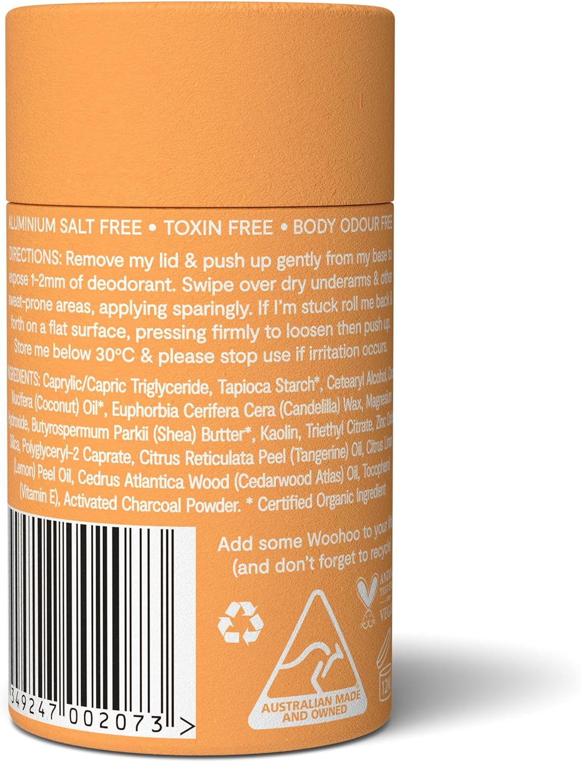 Woohoo Body Natural Deodorant and Anti-Chafe Stick 60 G, Tango image number 1