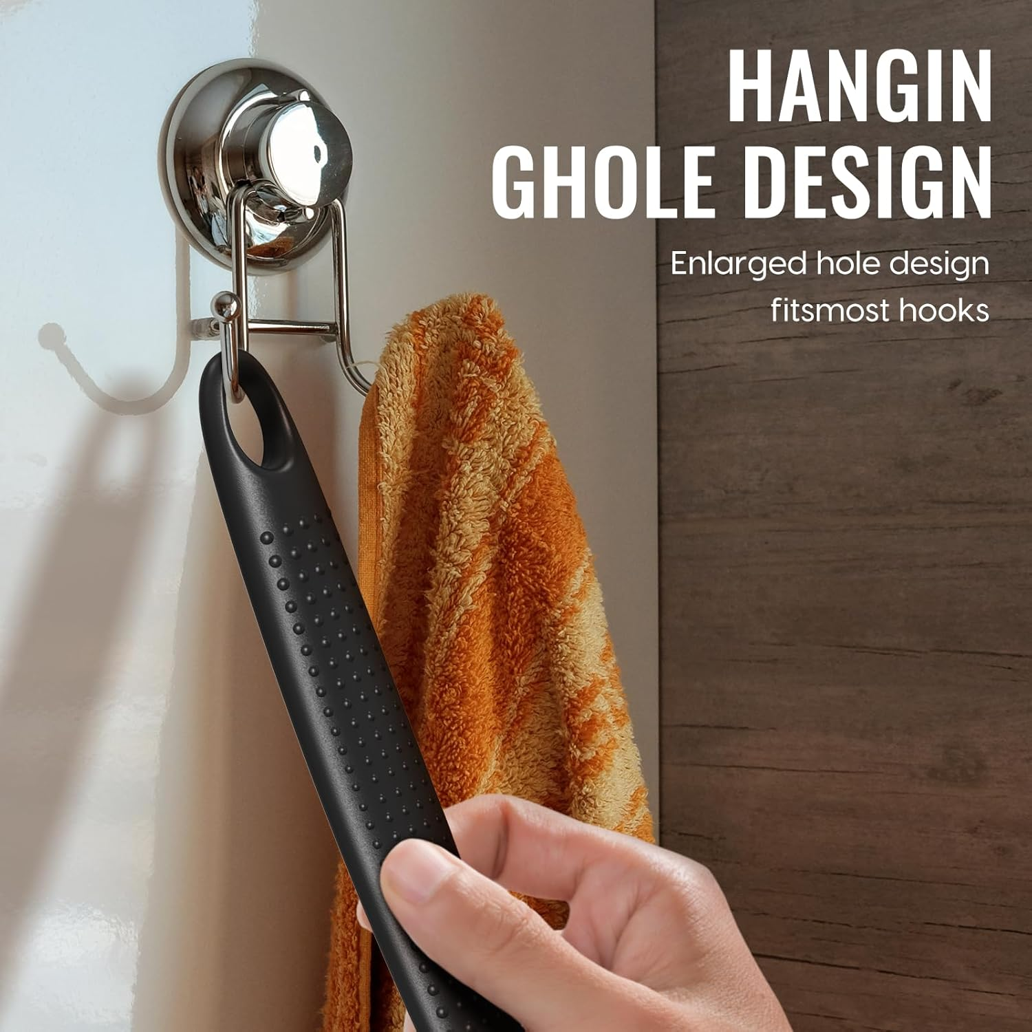 VWMYQ Silicone Back Scrubber for Shower, 17In Lengthen Long Handle Body Brush, Double Sided Shower Brush for Shower Exfoliating and Massage Can Produce Rich Foam, Long Handle Back Scrubber for Men - Black image number 5