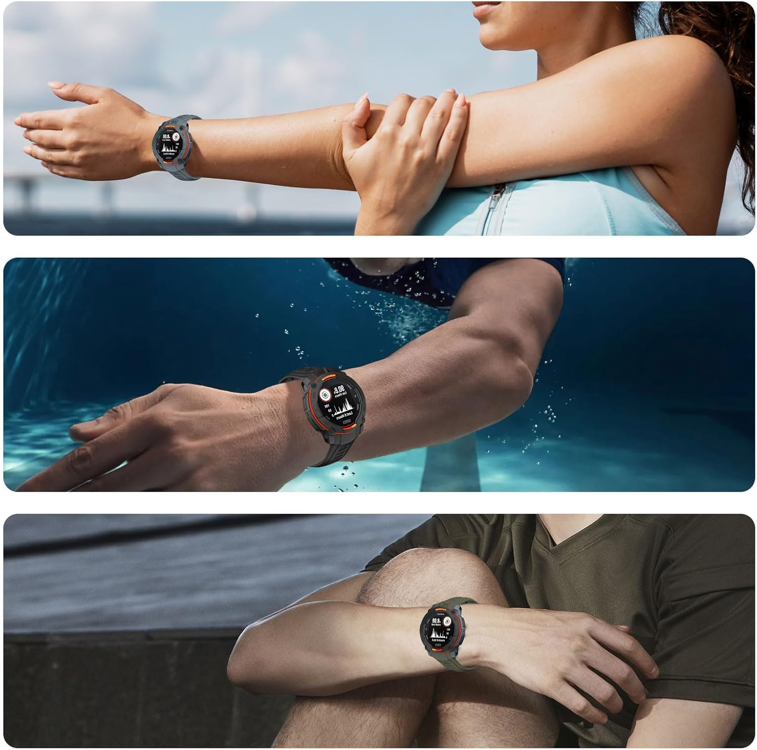 ZZMY Compatible with Garmin Instinct 3 45 Mm Watch Strap Silicone Sport Replacement Strap for Instinct3 Solar 45 Mm Wristband/Instinct 3 Amoled 45 Mm Band with Stainless Steel Buckle - Black image number 7