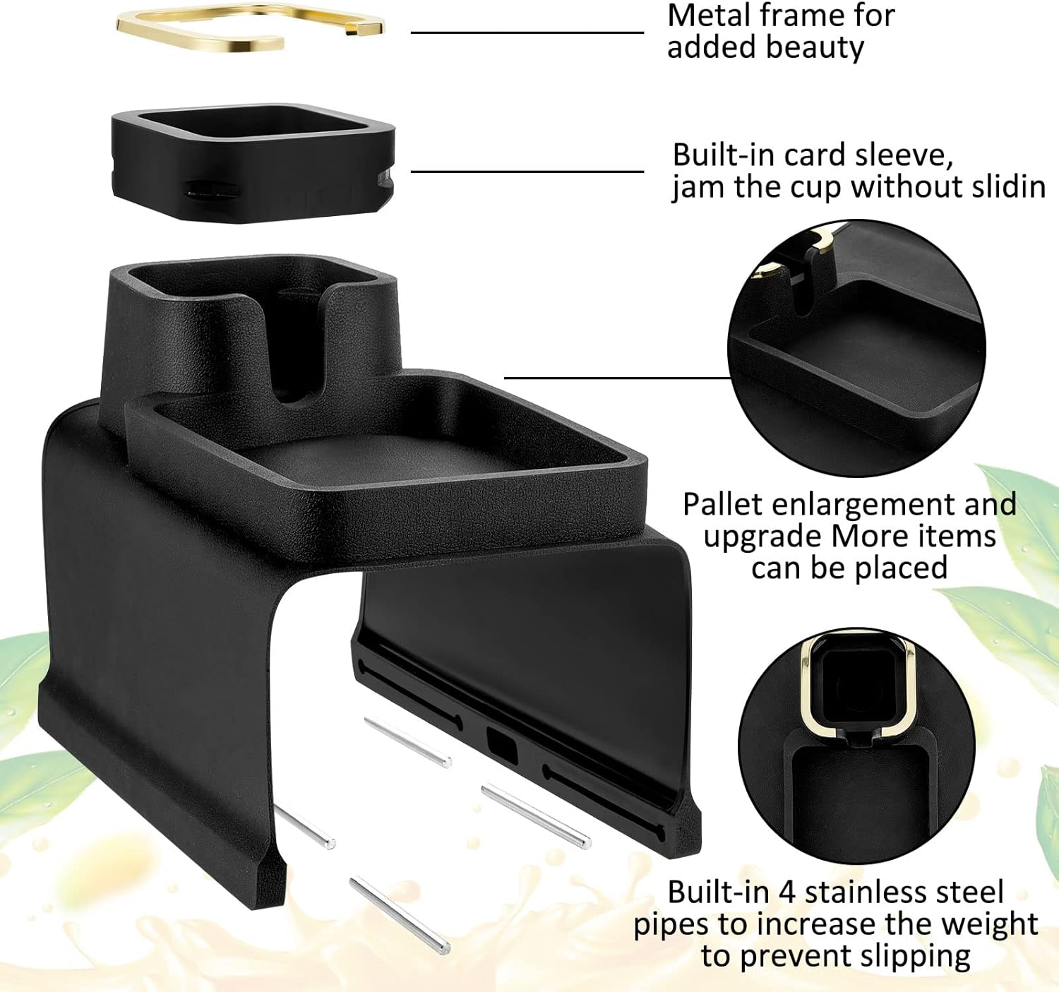 Tessco 2 Pack Couch Cup Holder anti Slip Recliner Table Tray Silicone Sofa Armrest Tray Weighted Couch Arm Table anti Spill Couch Drink Holder Cozy Couch Tray for Chair (Black,12.6 X 16.34 Inch) - Black image number 5