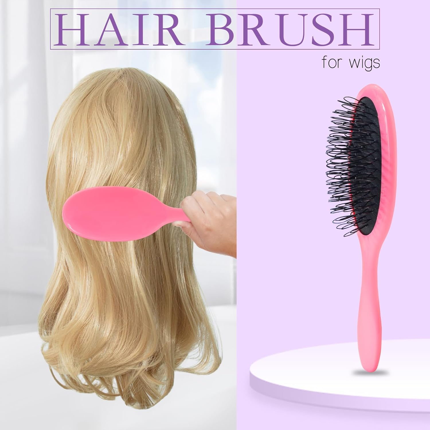 Start Makers Wig Brush and Comb Set 3 Piece Hair Brush Set Including Loop Comb, Wide Detangling Brush and Rat Tail Comb - No More Tangles for Synthetic Hair image number 6