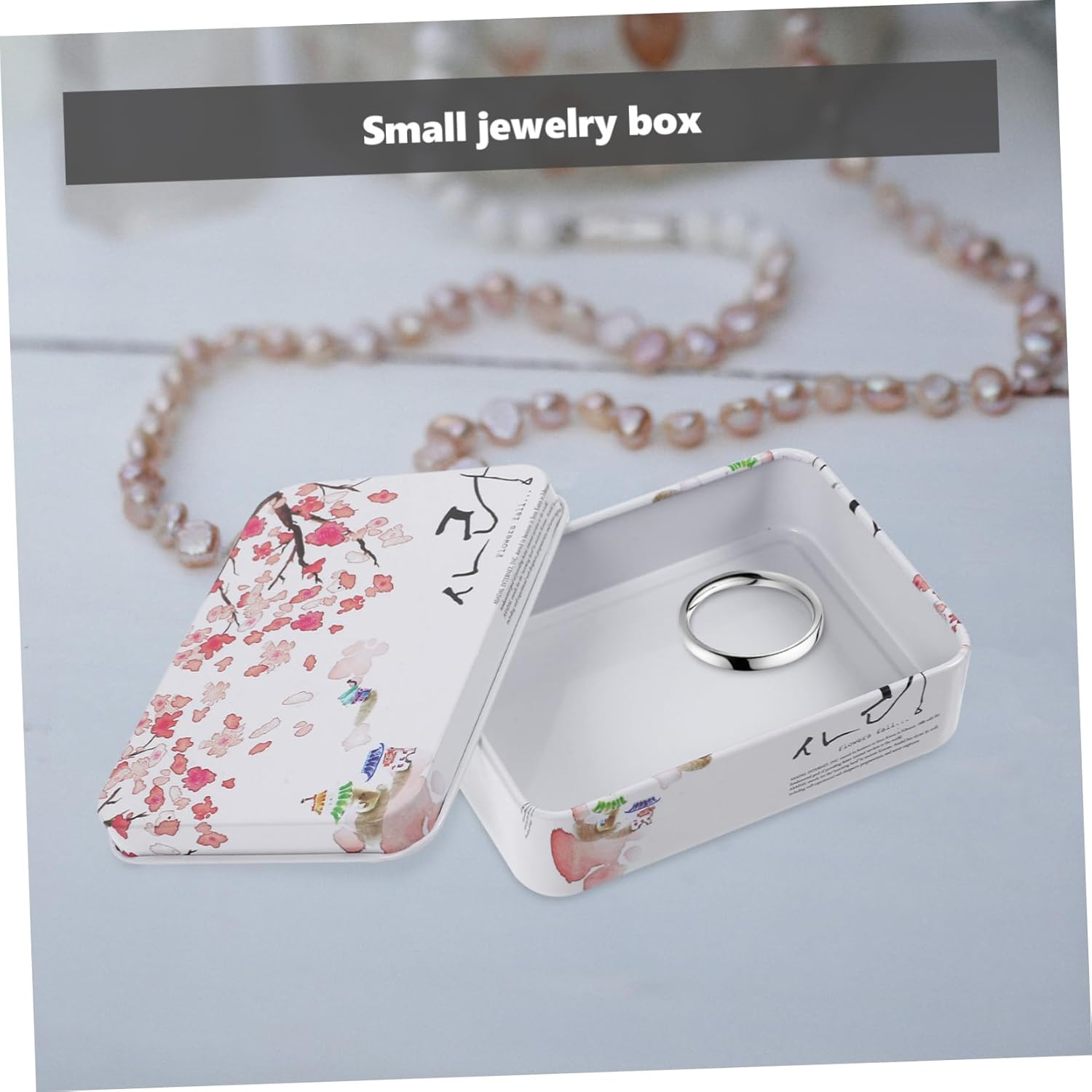 Rectangular Tinplate Storage Box Candy Container Print, Retro Metal Jewelry Organizer Case for Desktop Craft Storage and Biscuit Packaging