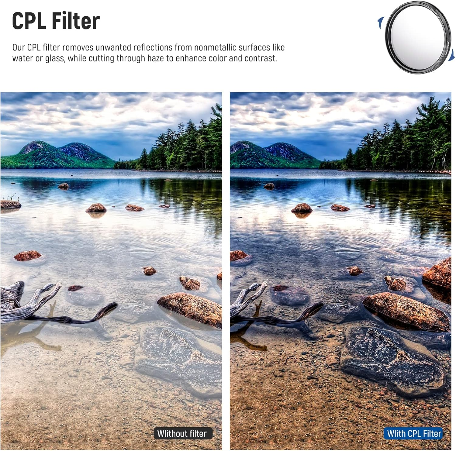 NEEWER 52Mm Nd/Cpl/Uv/Fld/Close up Filter and Lens Accessories Kit with ND2 ND4 ND8, Close up Filters(+1/+2/+4/+10), Tulip Lens Hood, Collapsible Rubber Lens Hood, Lens Cap, Filter Pouch image number 2