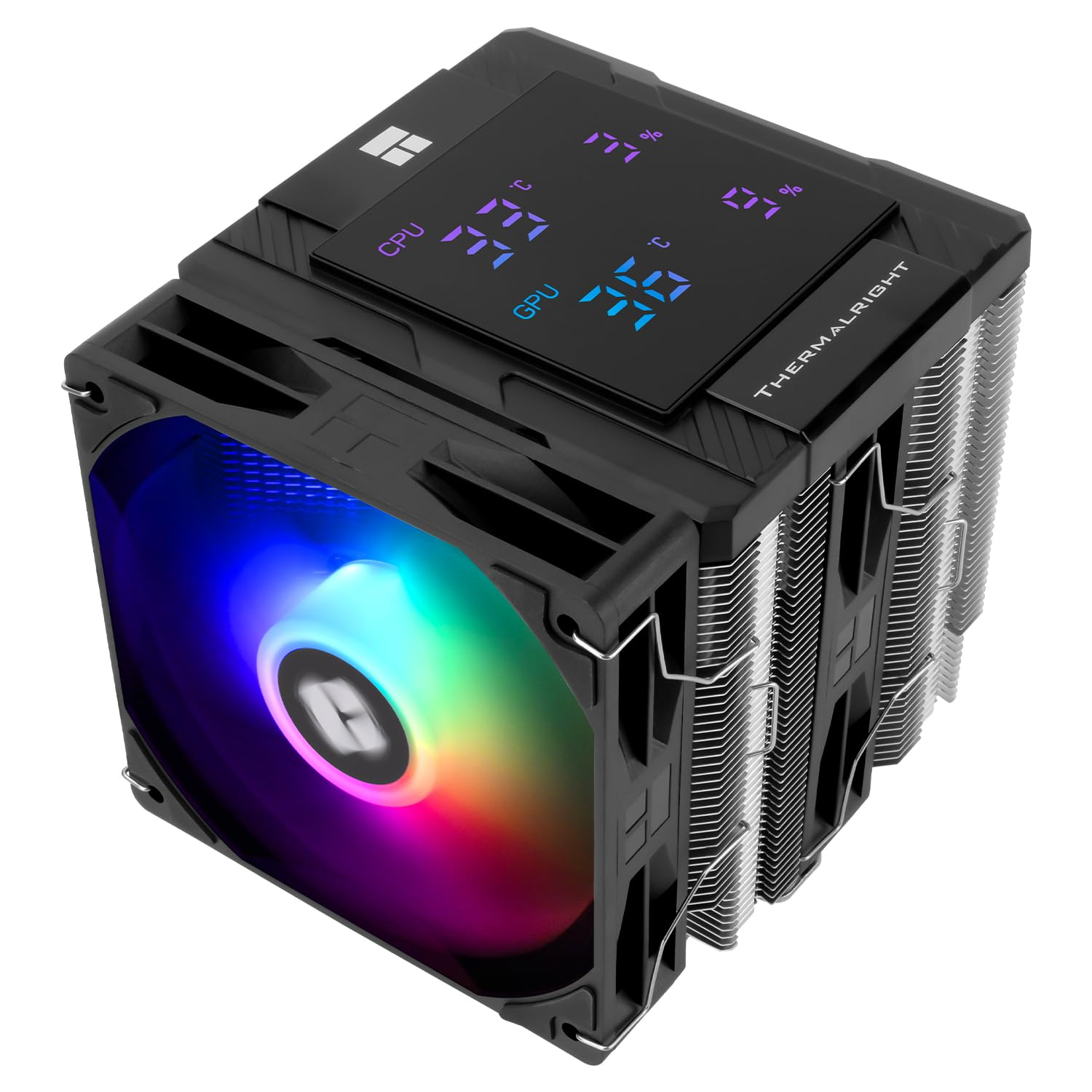 Thermalright Peerless Assassin 120 Digital ARGB Black CPU Cooler, Double Towers and Double Fans Cooling, CPU Air Cooler, Digital Screen Top Cover, for Am4/Am5,Intel LGA1851/1700/115X/1200 image number 3
