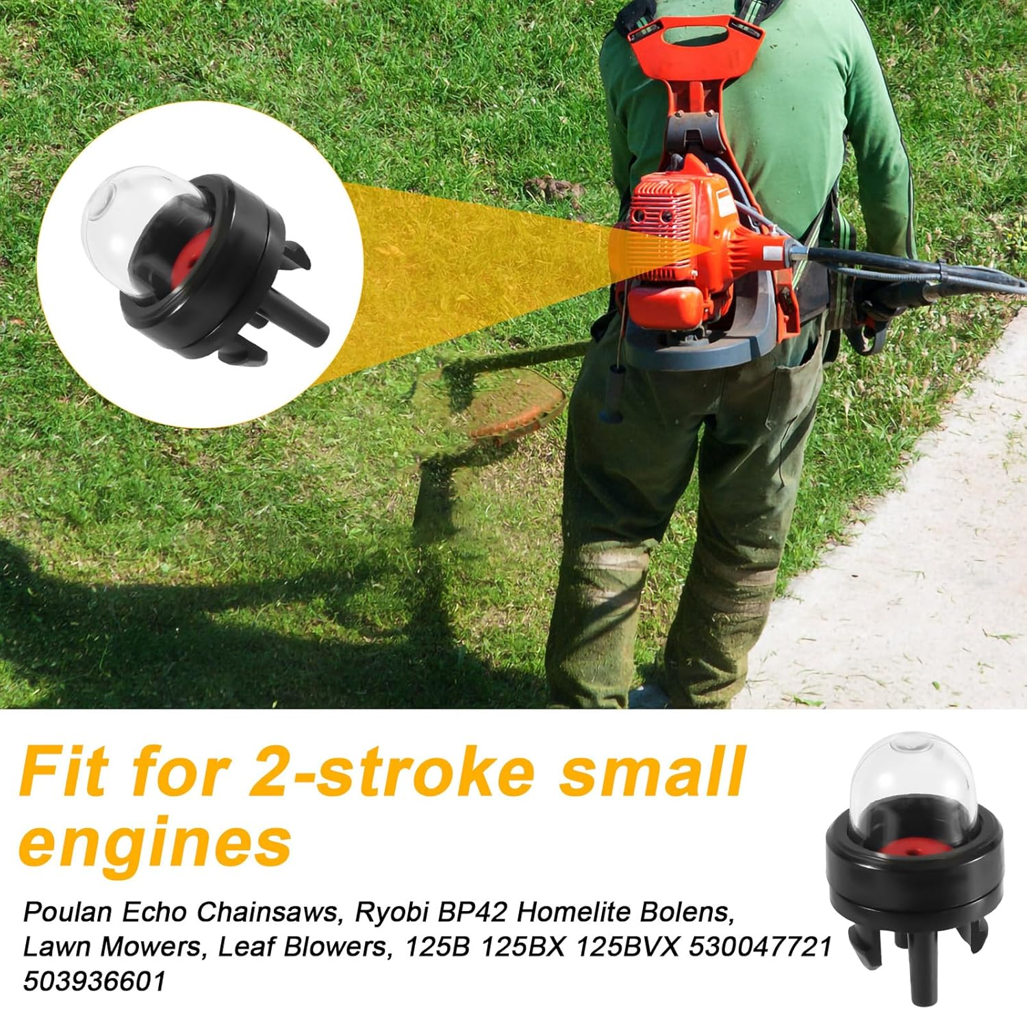 Lasuroa 6Pcs 188-512-1 Snap-In Carburetor Primer Bulb Pump and Primer Bulb Replacement, for Small Engines Poulan Echo Ryobi Homelite Bolens for Husqvarna Craftsman Chainsaw Walbro Trimmer(Clear+Red)