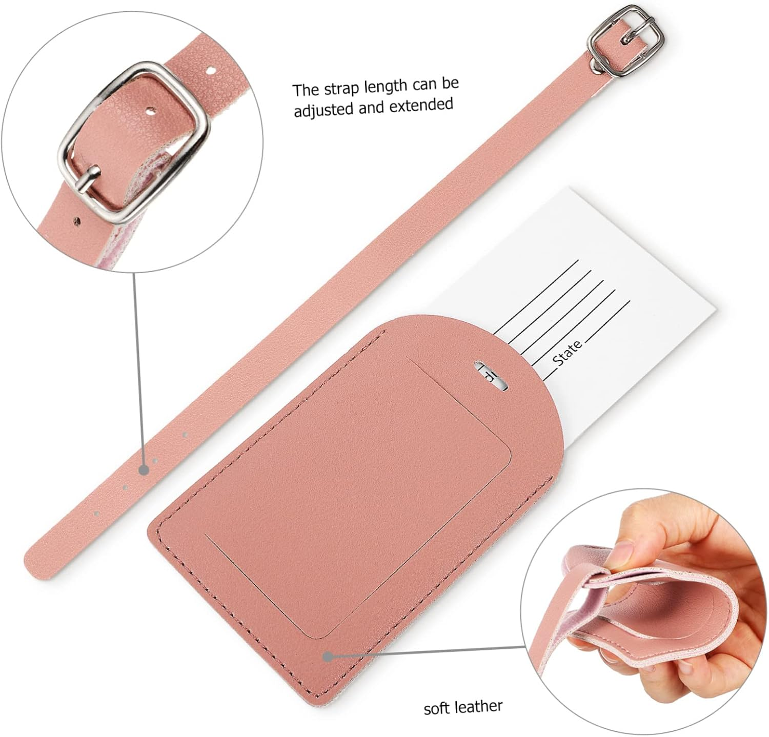 VANZACK 8Pcs Thickened Leather Luggage Tag Flipping Lid Travel Accessories for Suitcase Luggage Tags for Travel image number 2