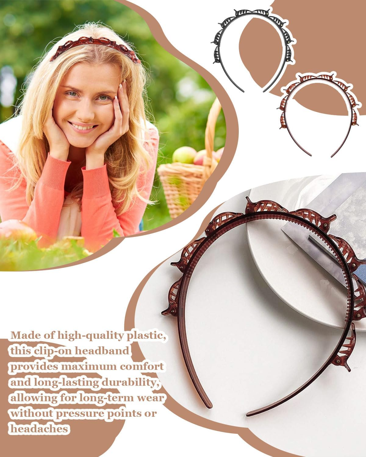 JUKOTA Set of 4 Hair Bands with Clips, Braided Hair Clips, Hairstyle Hairpin, Braided Headbands, Hairstyle Aid, Hair Pins, Hairdressing Supplies