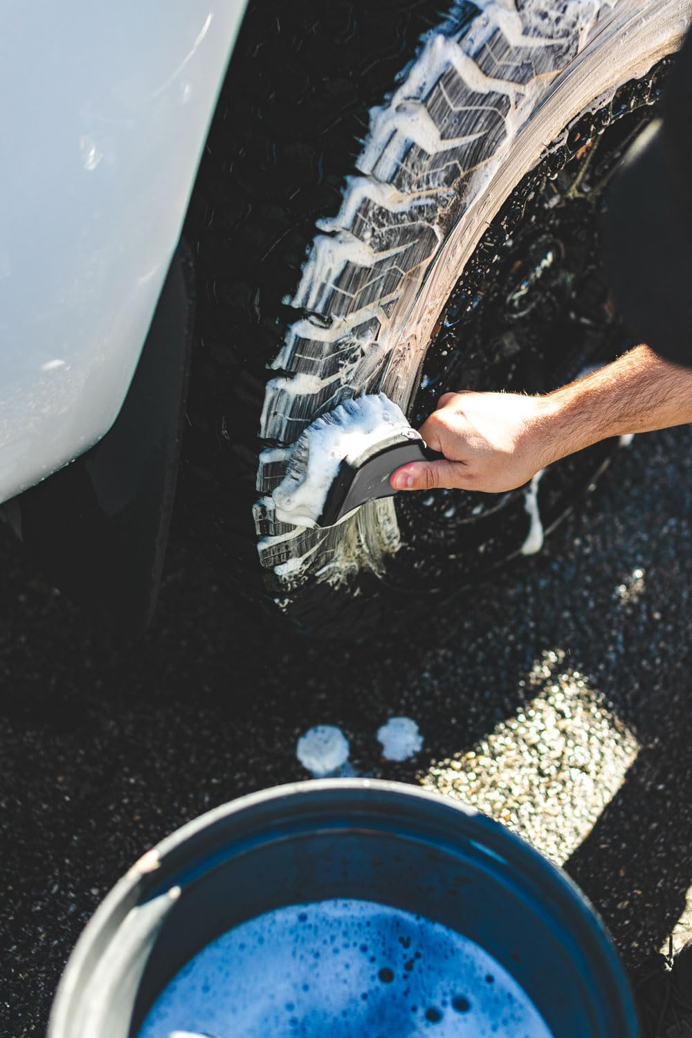 Detail Factory - Progrip XL Tire Brush - Ergonomic Progrip Handle - Stiff Synthetic Bristles to Cut through Grime - Grey and Black image number 5