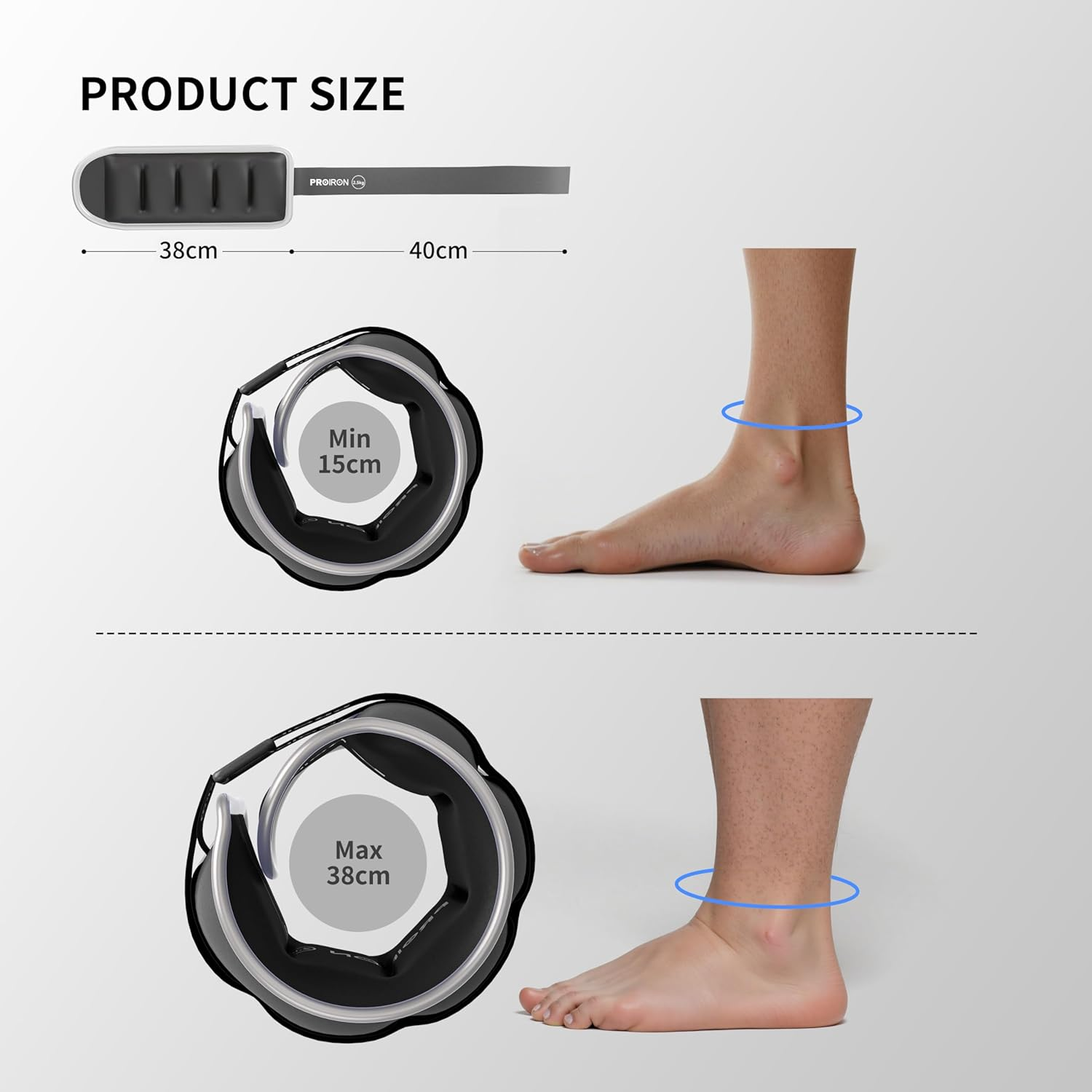 PROIRON Adjustable Ankle Weights Wrist Leg Weights for Women Men 0.5Kg-2.5Kg in Pair Reflective Ankle Weight Set for Fitness Exercise Jogging Aerobics - Blue image number 7