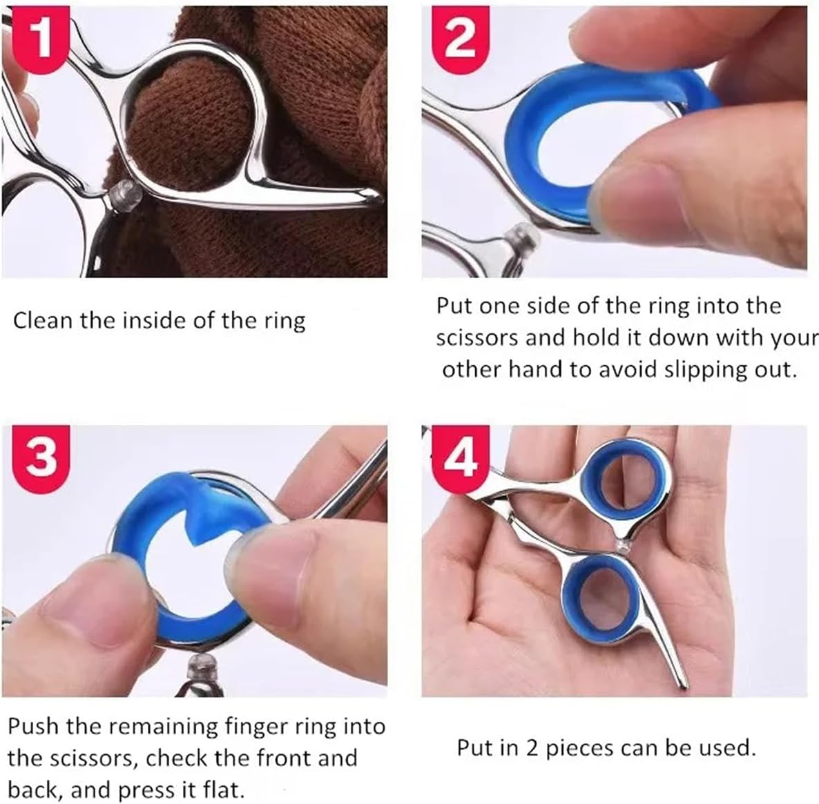 16PCS Silicone Scissors Ring Cover, Anti-Slip Finger Protection for Beauty and Pet Grooming Shears, Colourful and Shiny Non-Slip Finger Rings for Comfortable Grip, 8 Colours Included image number 3