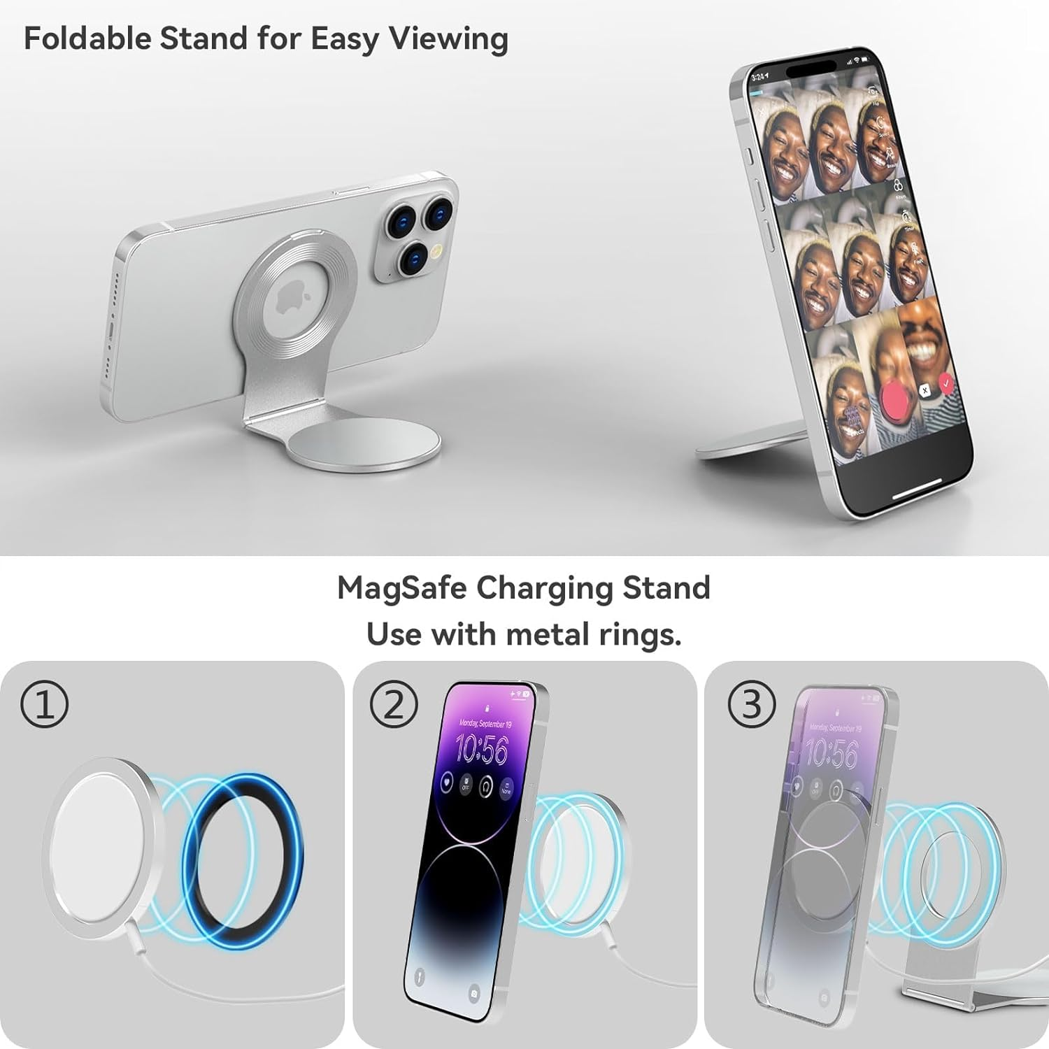 Cloudvalley for Magnetic Laptop Phone Holder, Slim Adjustable Cell Phone Stand & Slim Protable Laptop Side Mount Clip, Computer Monitor Expansion Bracket, Modular Work from Home Kit - Silver image number 6