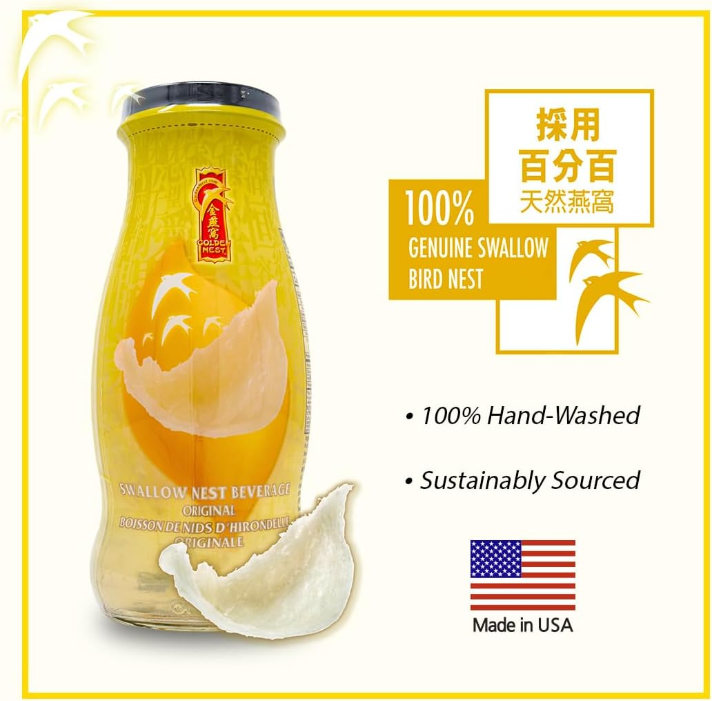 Golden Nest Premium Bird Nest Drink, Swallow Bird Nest, Rock Sugar - Made in USA, (燕窩) 6 Bottles X 240 Ml (8Oz) (Original) image number 2