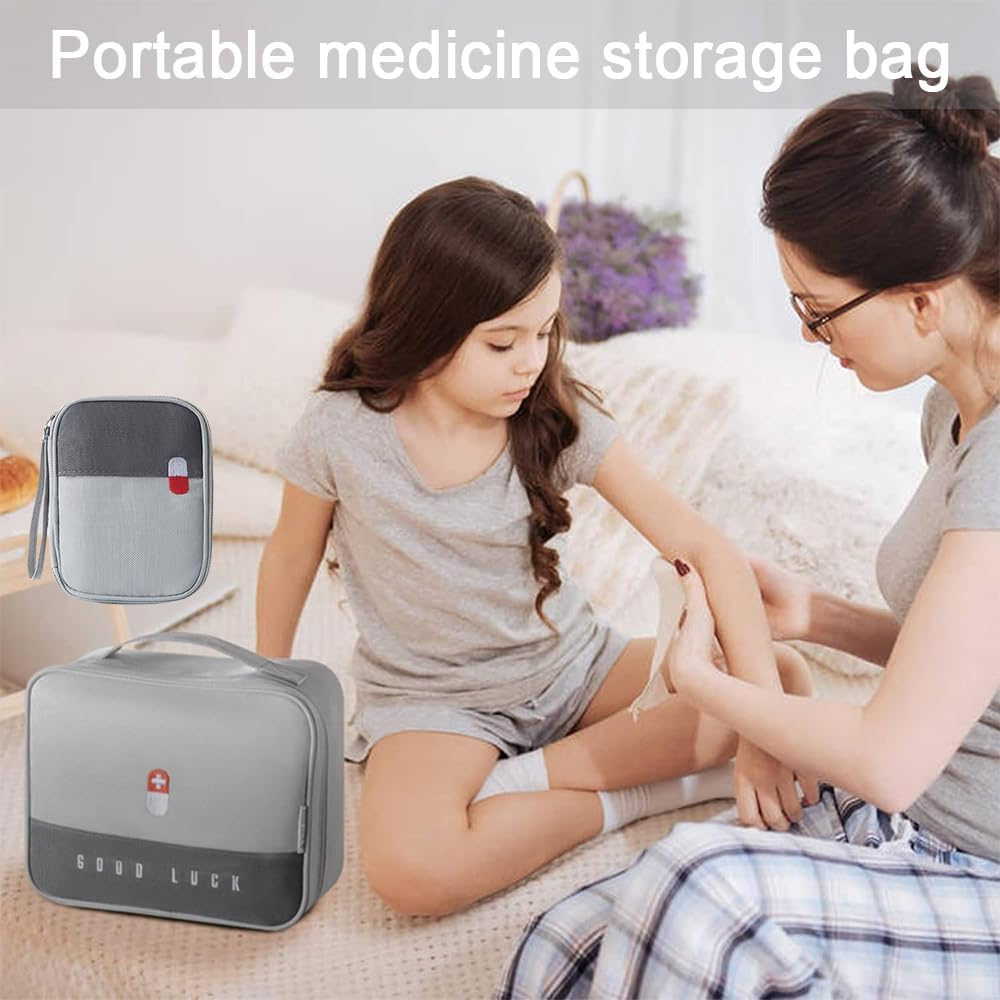 Empty First Aid Bag, Travel Medicine Bag, Medical Supplies Organizer Bag, Waterproof Medicine Storage Box for Home, Camping, Vehicle and Office