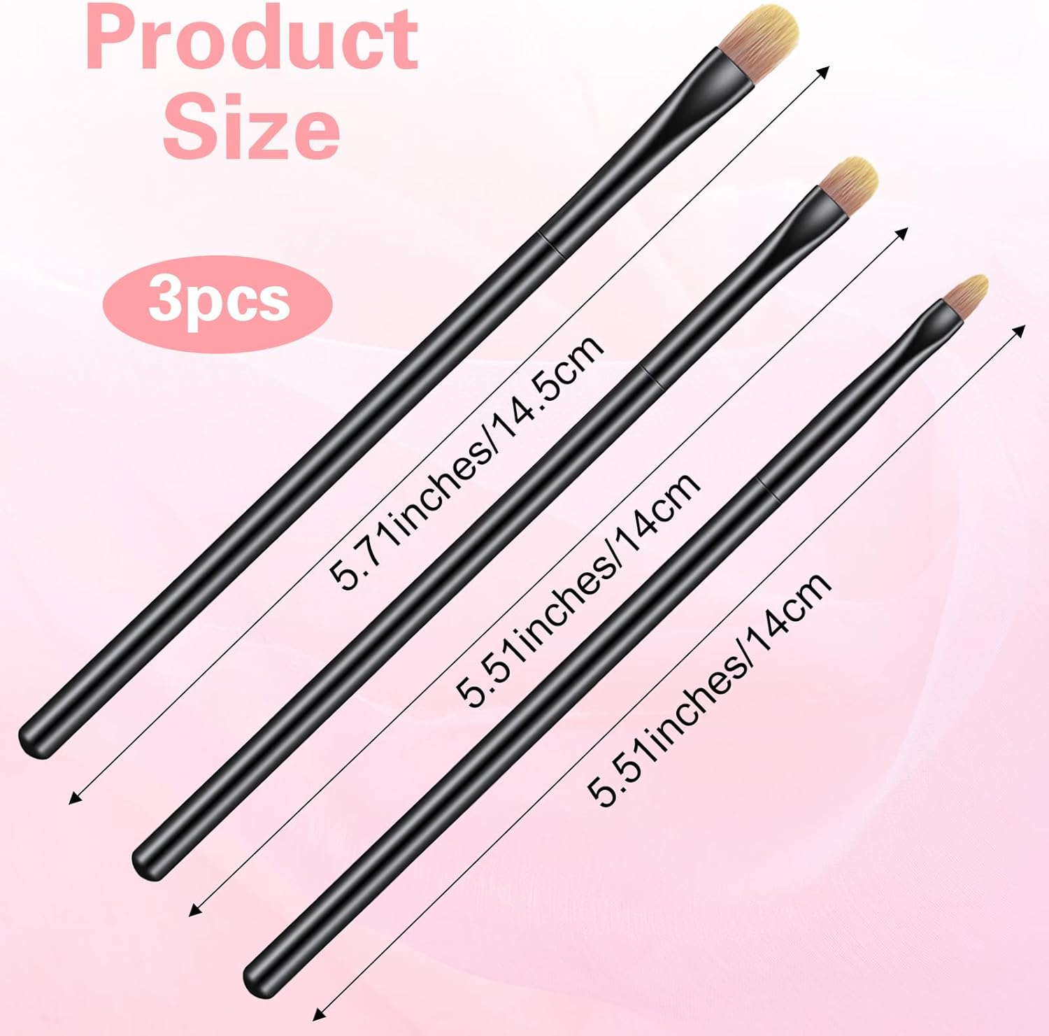 3PCS Flat Concealer Brush Small Black Premium Synthetic Makeup Brushes under Eye, Travel Foundation Make up Brush Set Precise Coverage Dark Circles Face Contour Blending Brushes(3 Sizes) image number 5