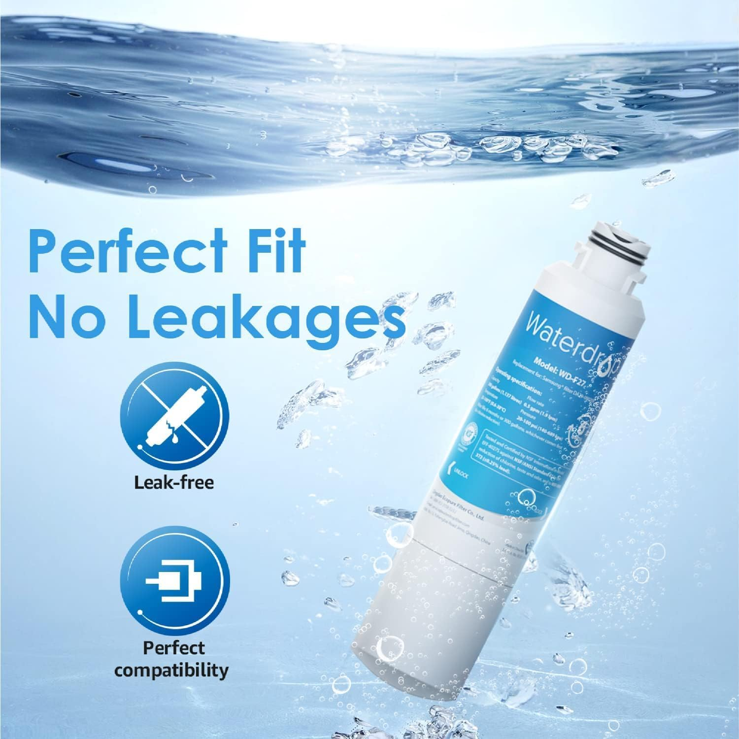 Waterdrop Water Filter Replacement for Samsung&reg; Fridge Water Filter DA29-00020B, HAF-CIN/EXP Samsung&reg; Water Filter, HAF-CIN, DA29-00020B-1, RF28HMEDBSR, RF263BEAESR, RS25J500DSR, 3 Filters image number 1