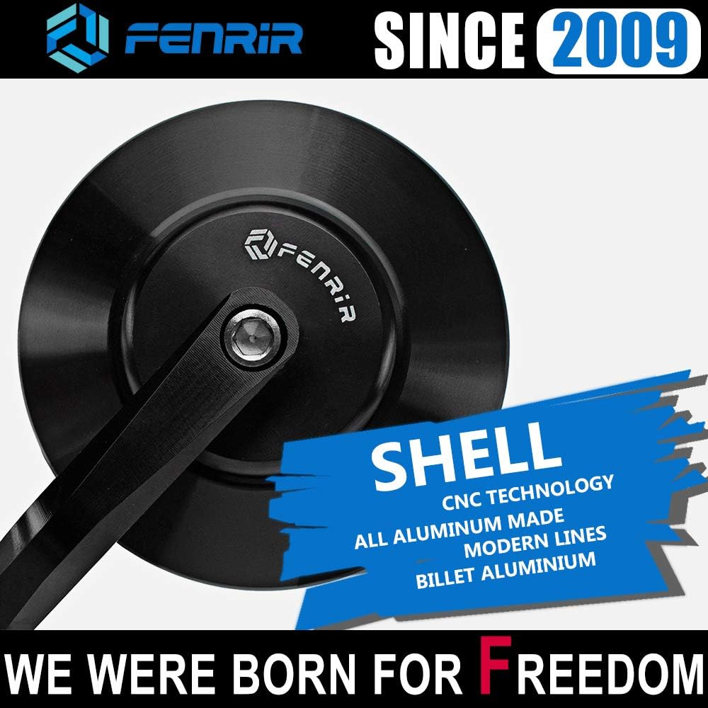 FENRIR CNC Aluminum Alloy round Cafe Racer Retro Black Motorcycle Bar End Mirrors Side 22MM 7/8" Inch Handlebar Mirror Universal Rear View for M8/M6 Sport Naked Street Bike Cruiser Minimoto Scooter image number 6