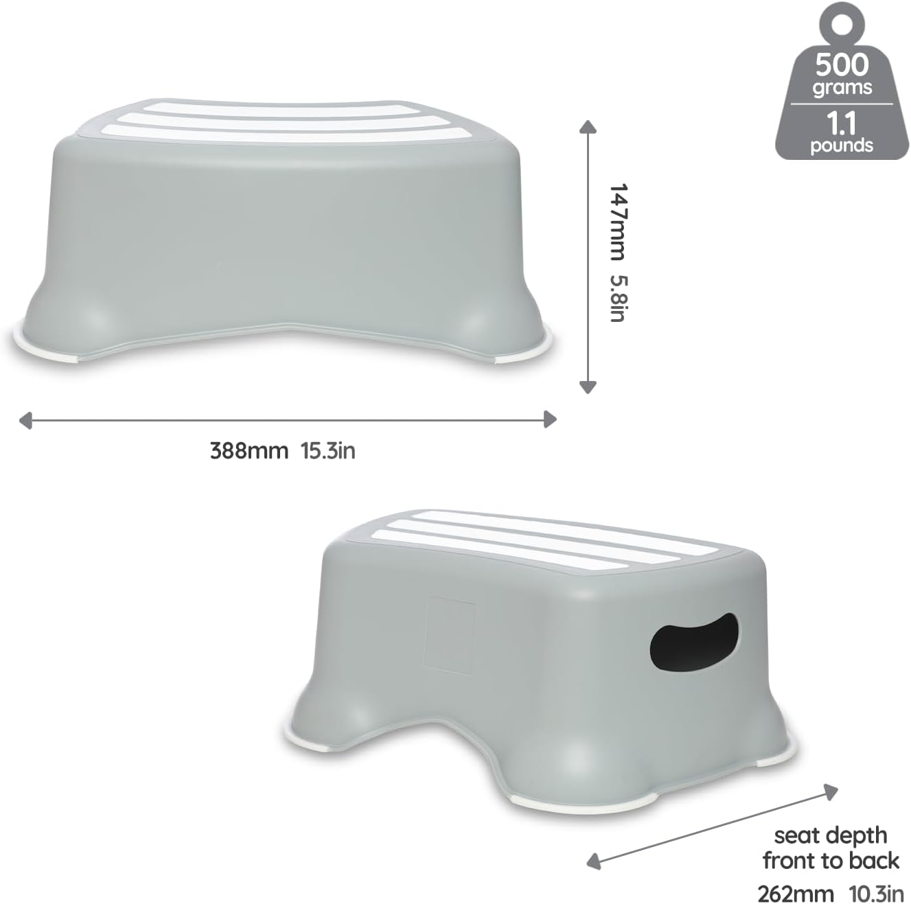 My Little Step Stool - Grey Pastel Step Stool for Toddlers, Anti-Slip Toilet Training Step for Kids to Reach the Toilet and Sink - Dinosaur image number 3