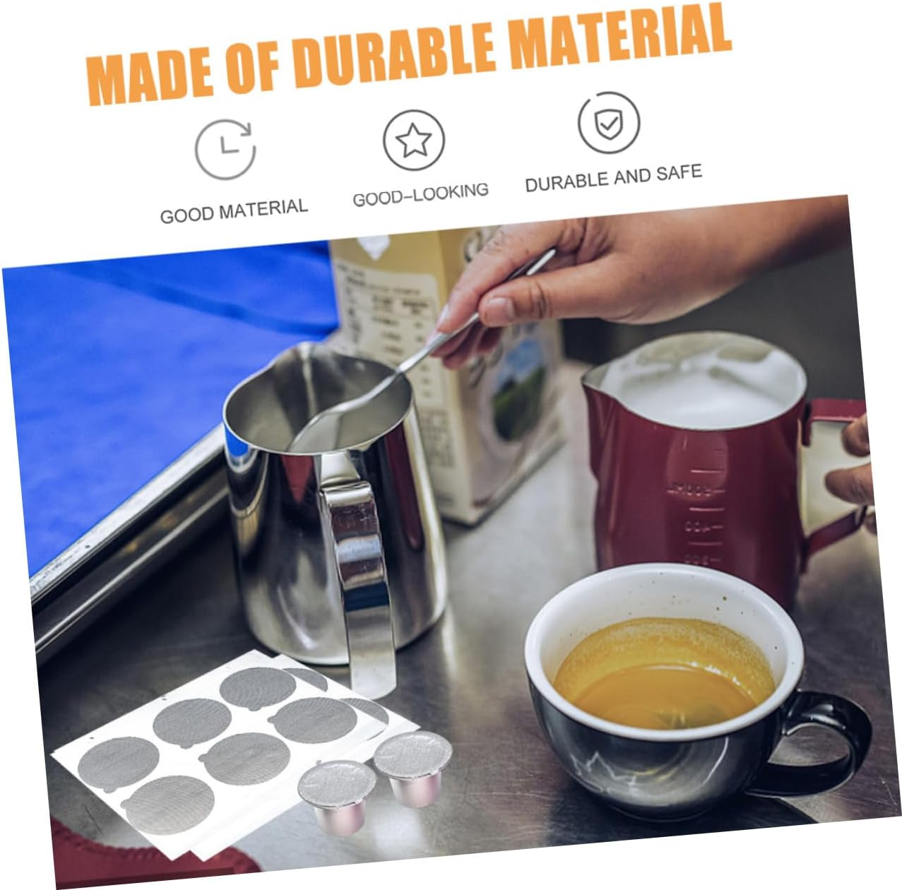 VICASKY 100Pcs Reusable Seal Sticker Capsule Cup Film Aluminum Espresso Lids Sealing Film for Capsule Powder Aluminum Foil Cup for and Coffee