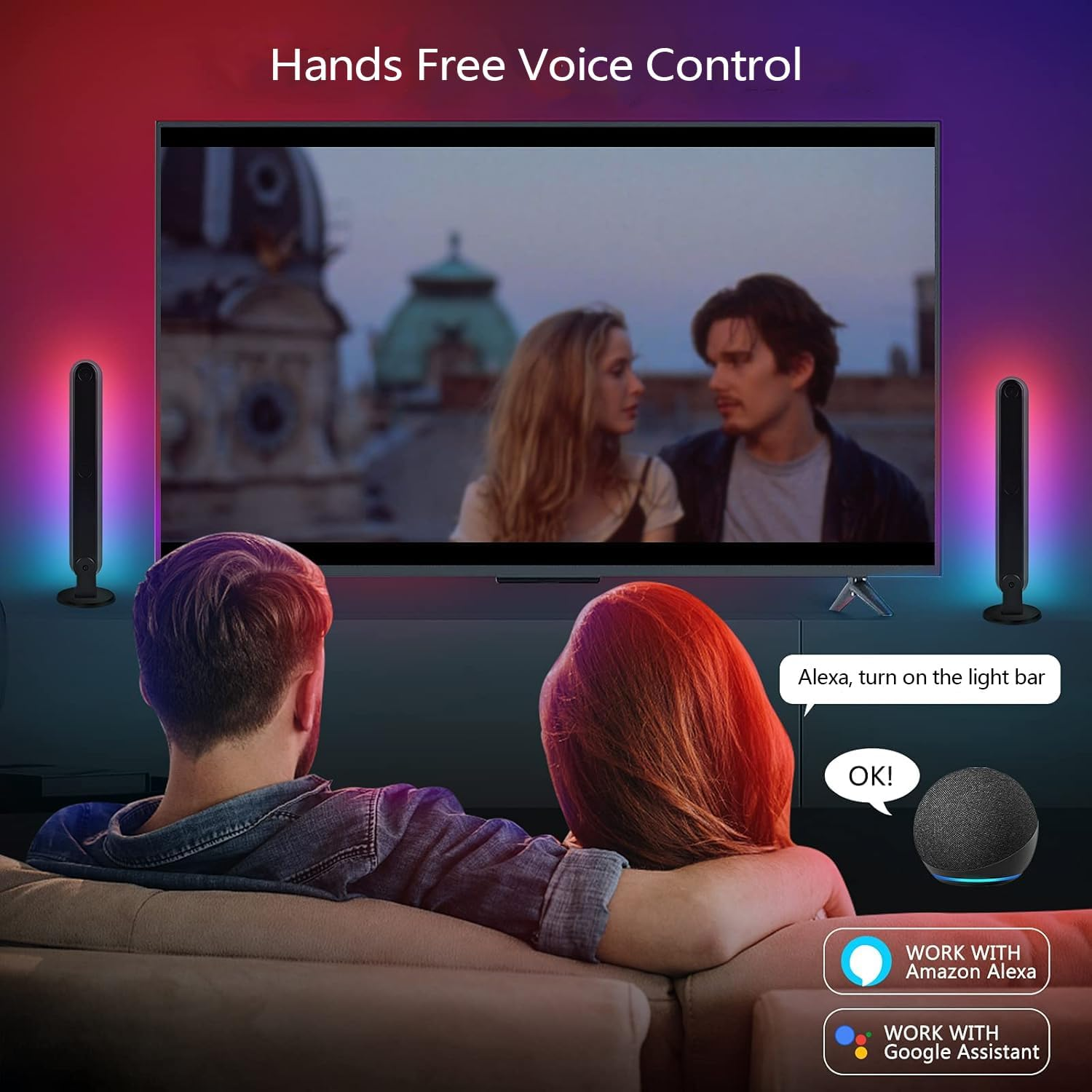 Noger Smart LED Light Bars, 10.4Inch RGBIC Wifi Gaming Lights USB Ambient Lighting with Remote, APP and Controller Control, Music Sync, TV Backlight Compatible with Alexa and Google Assistant, 2 Pack image number 2