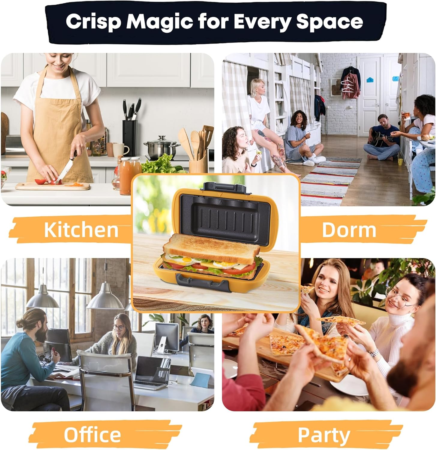 Mico Dingker Microwave Sandwich Maker, Microwave Toastie Maker, Snack Maker & Panini Press, Microwavable Metal, Removable Non-Stick Plates Silicone Microwavable Cookware, Heatwave Technology, Orange - Orange image number 5