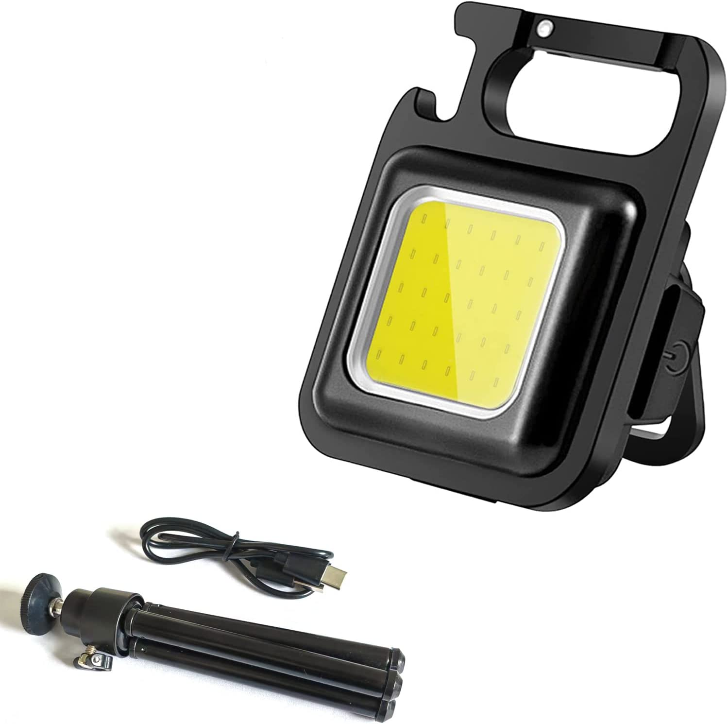 Mini COB Keychain Flashlight(500 Lumens), CREVIV Rechargeable Mini COB Light with Collapsible Bracket and Magnet, Portable Pocket Light with Bottle Opener, Used for Emergency Lighting（Tripod Included） image number 6