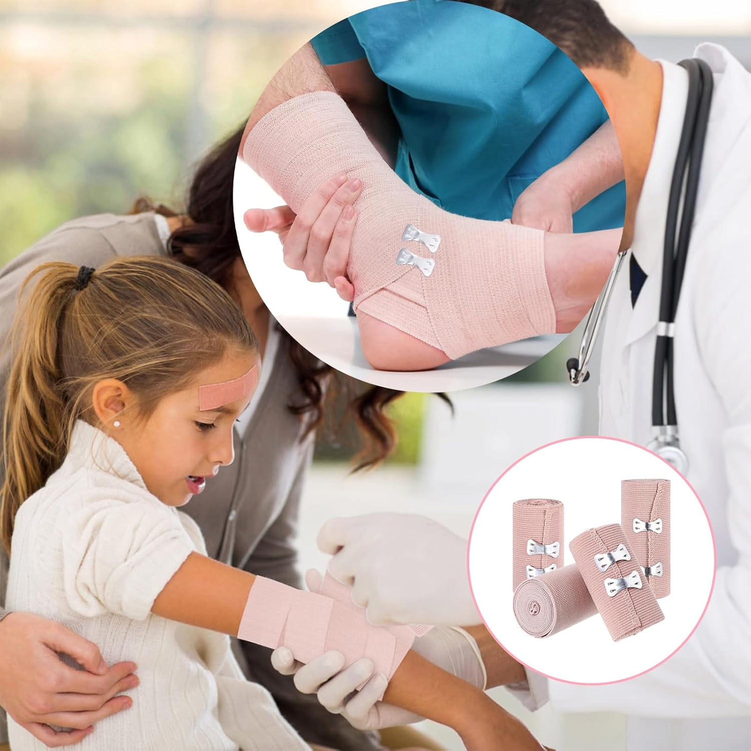 2 Pcs Compression Elastic Bandage, Elastic Bandage Wrap for Knee, Foot, Legs, Wrist, Arm, Ankle, Thigh, Calf - 10Cm X 450Cm (Length after Stretching: 450Cm)